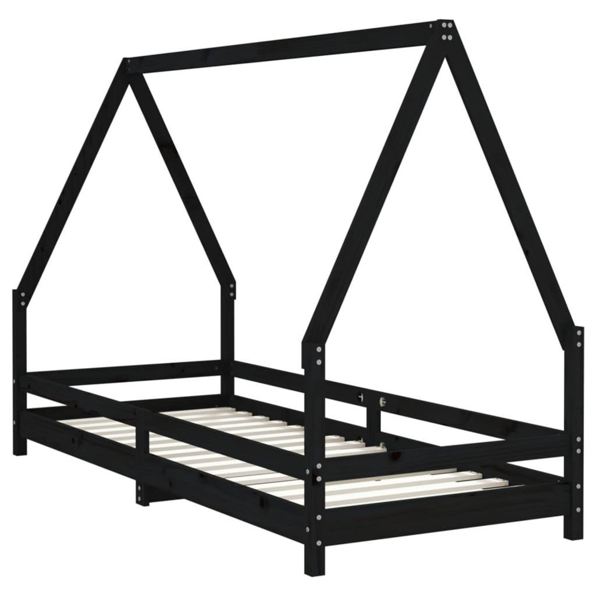 VIDAXL Cadre de lit pour enfants noir 90x200 cm bois de pin massif