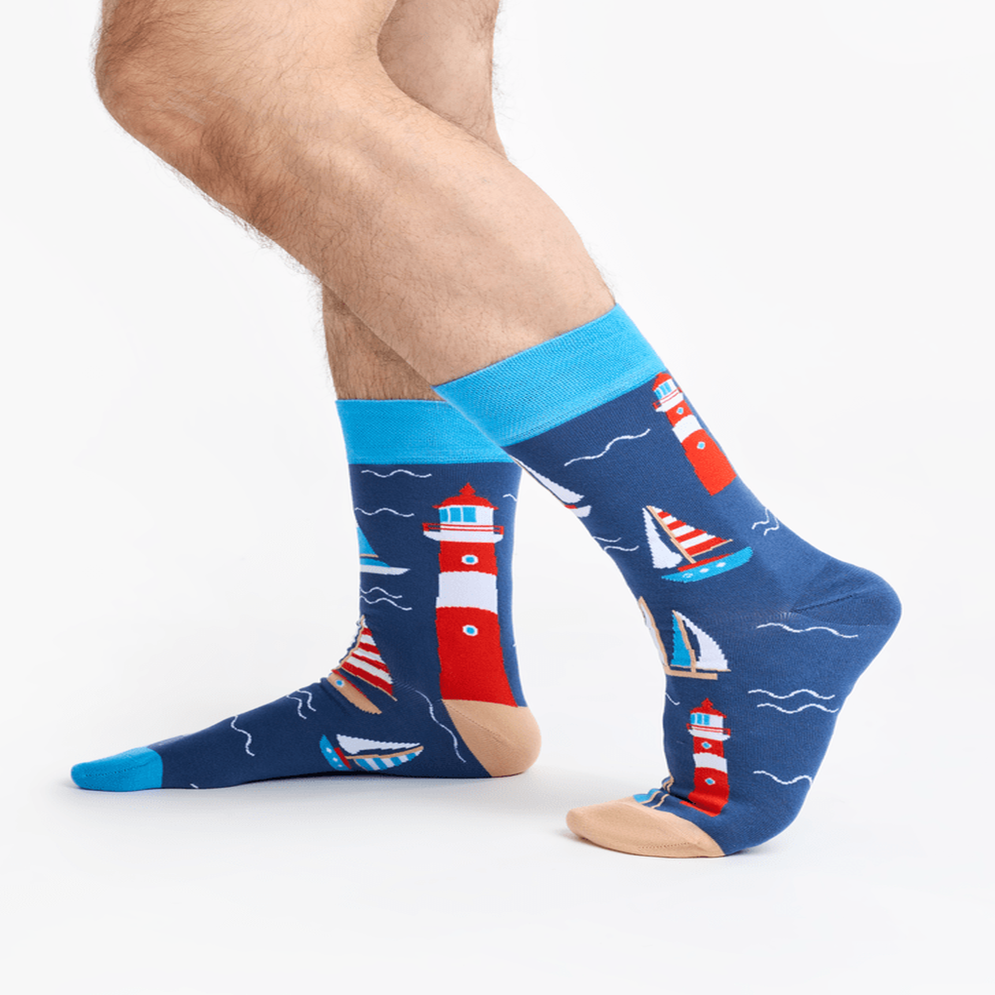 Voir la diapositive 2 : DEDOLES Chaussettes bambou phare et bateaux à voile