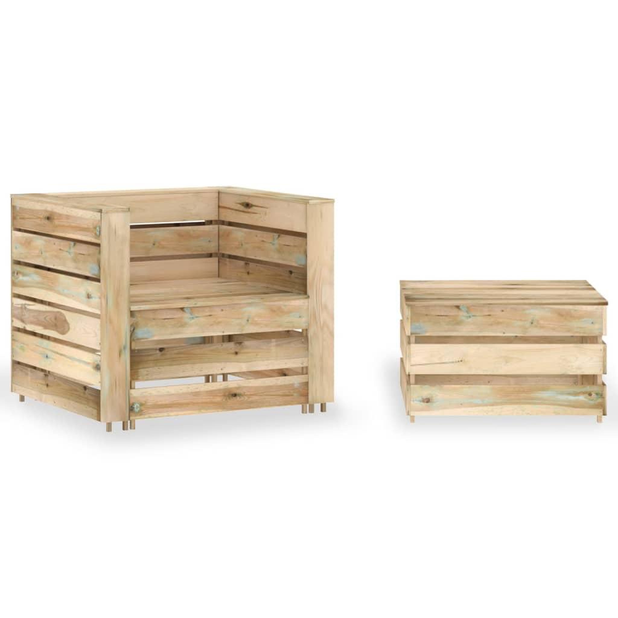 Voir la diapositive 1 : VIDAXL Salon de jardin palette 2 pcs Bois de pin impregne