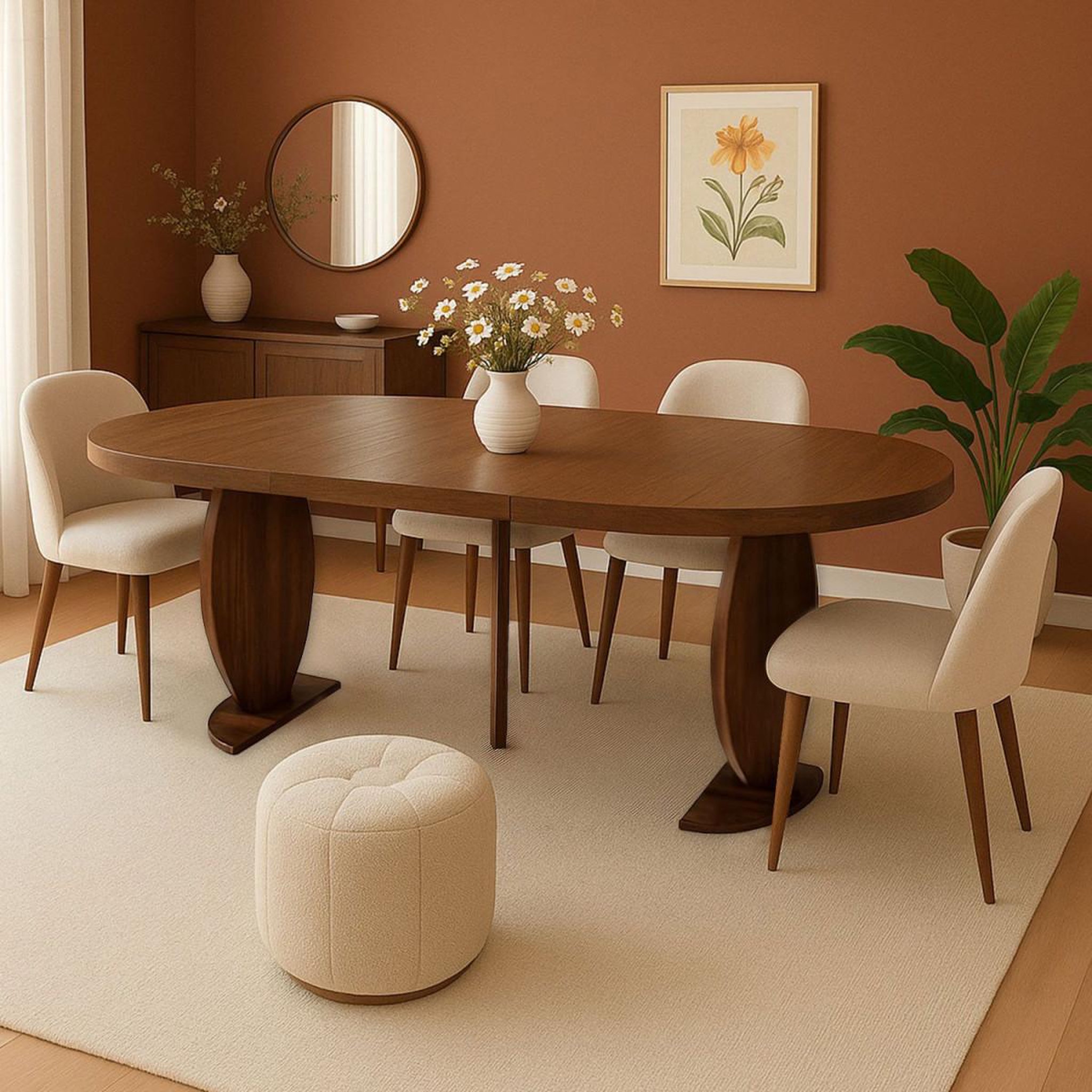 Voir la diapositive 5 : Paris Prix Table à manger extensible effet travertin  jody   110-260cm marron