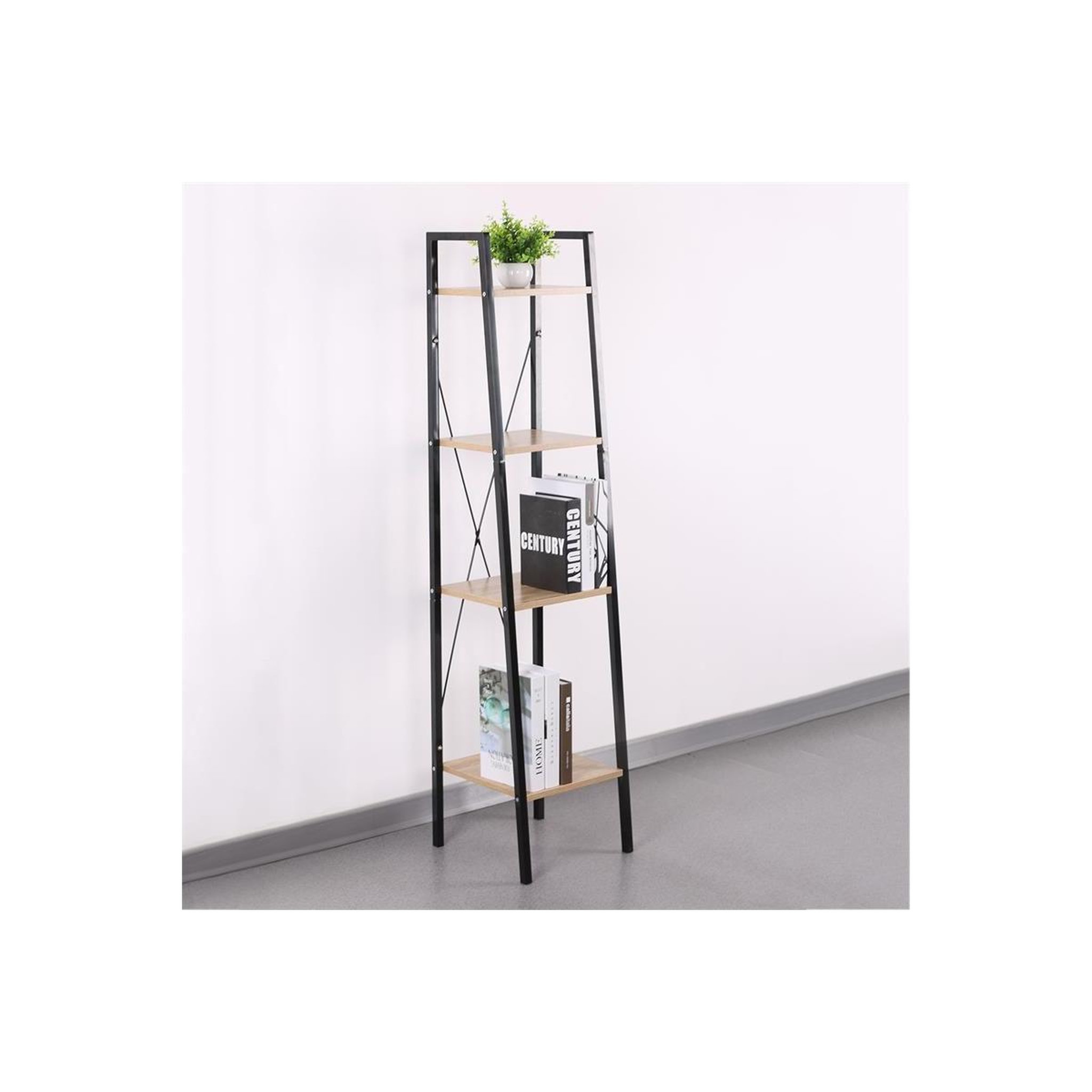 Voir la diapositive 3 : The Home Deco Factory Étagère 4 niveaux  bois & métal  148cm naturel
