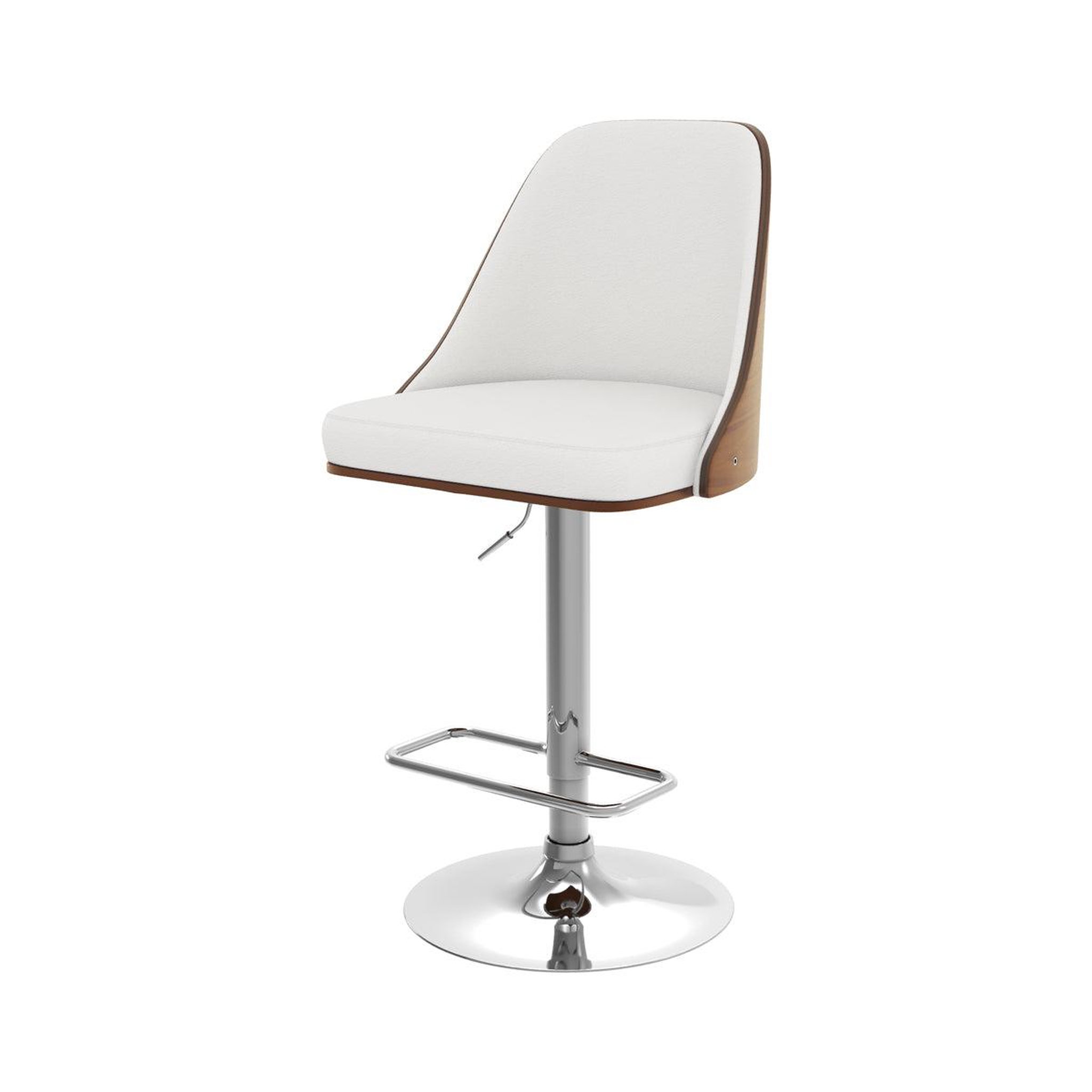 MAISON PAVANE Chaise de bar réglable et pivotante en bois foncé et pu blanc 56/77 cm-georges