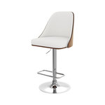 MAISON PAVANE Chaise de bar réglable et pivotante en bois foncé et PU blanc 56/77 cm-Georges