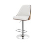 Voir la diapositive 1 : MAISON PAVANE Chaise de bar réglable et pivotante en bois foncé et PU blanc 56/77 cm-Georges
