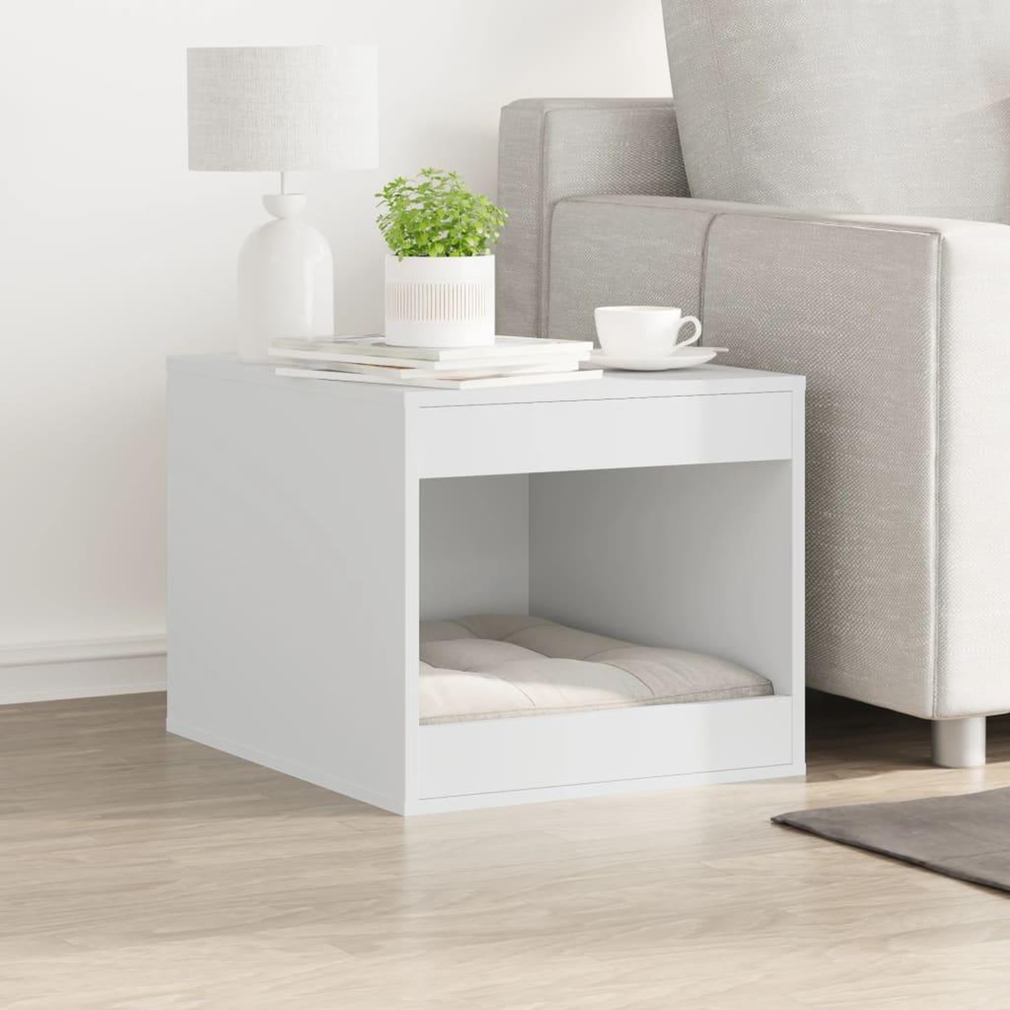 Voir la diapositive 3 : VIDAXL Meuble de bac a litiere pour chat blanc bois d'ingenierie