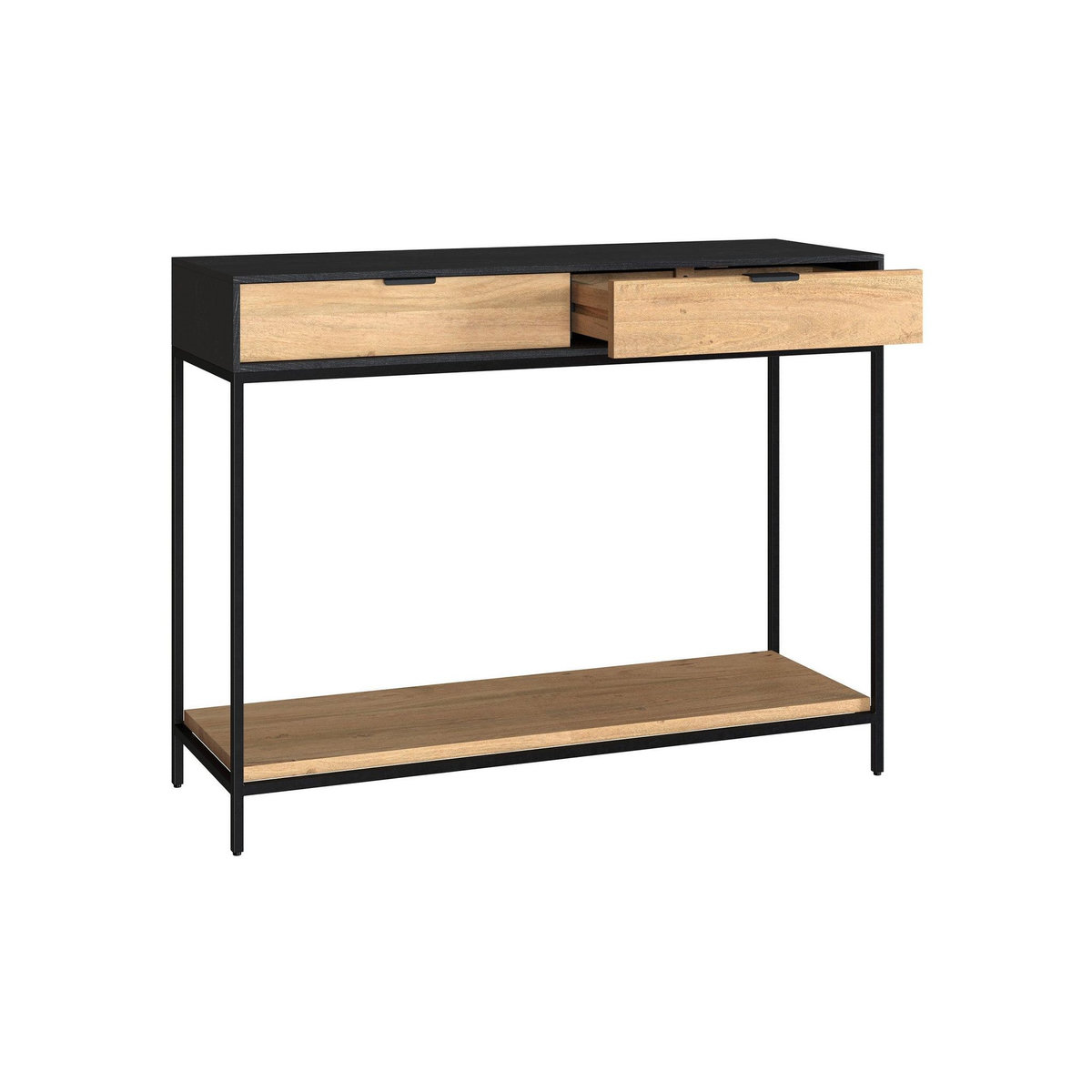 Rendez vous déco Console 2 tiroirs en bois d'acacia et pieds en métal noir-Jakson