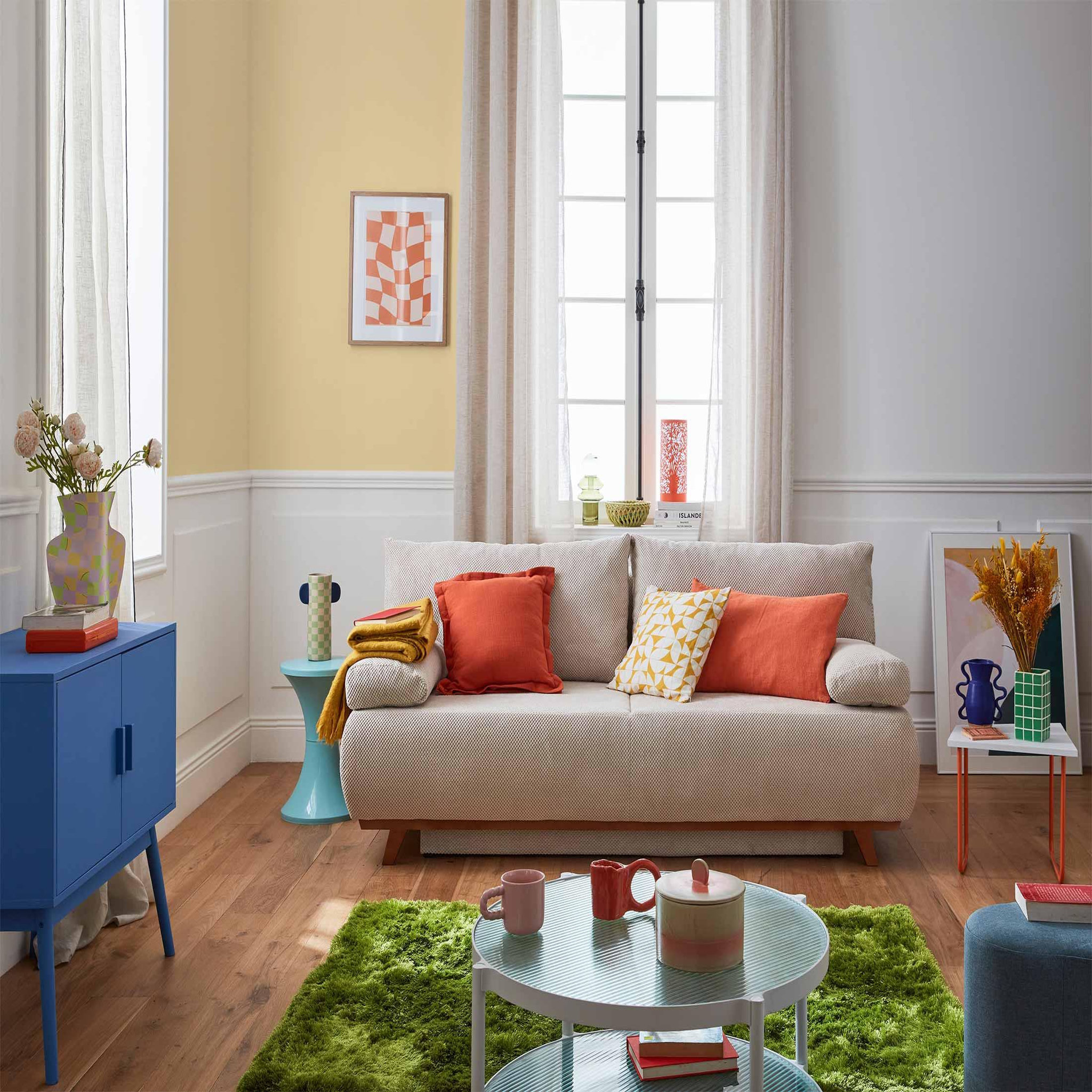 Voir la diapositive 6 : BEST MOBILIER Cristal - canapé 3 places - convertible avec coffre - en velours texturé