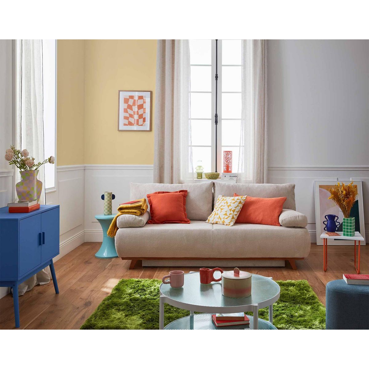 BEST MOBILIER Cristal - canapé 3 places - convertible avec coffre - en velours texturé