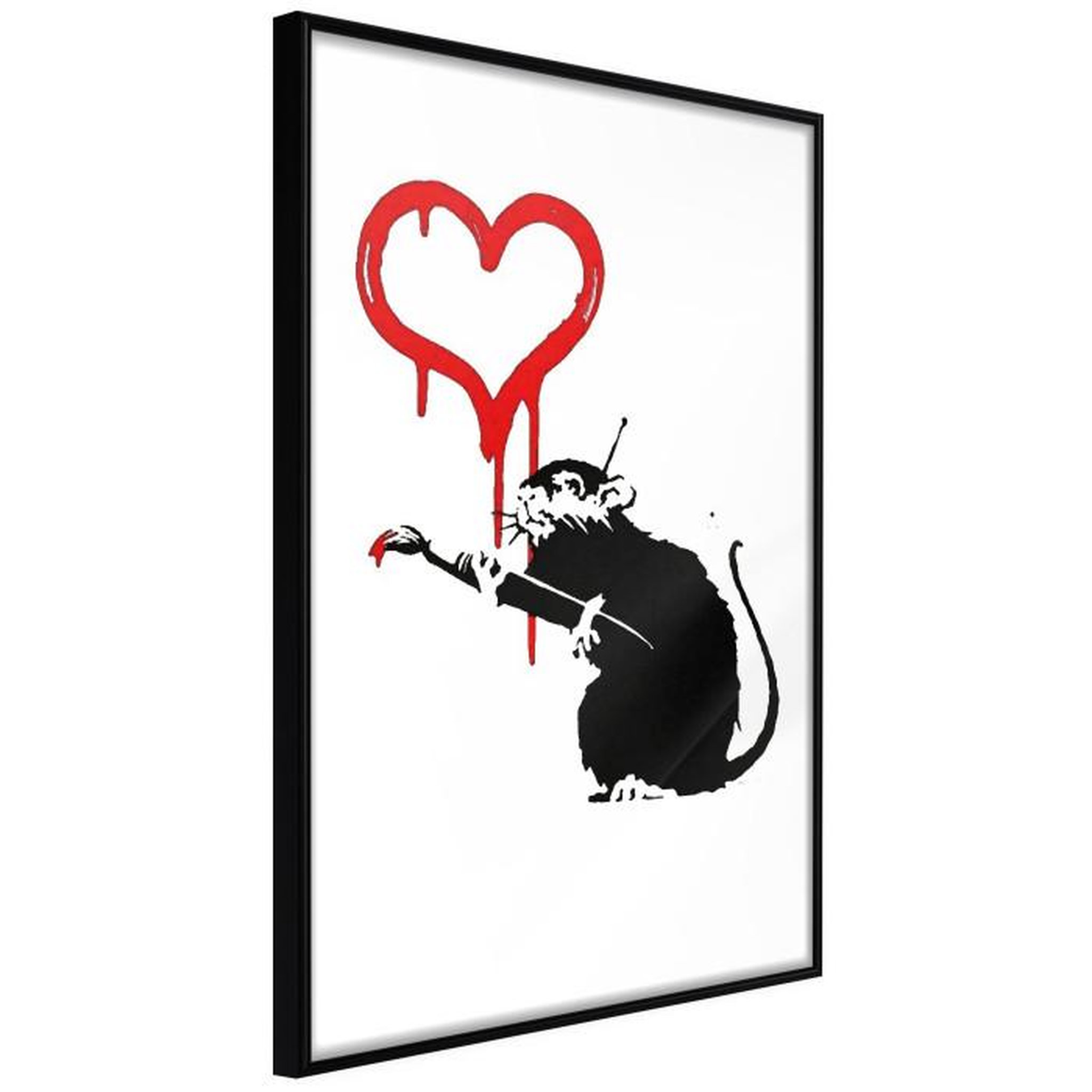Paris Prix Affiche Murale Encadrée  Banksy Love Rat. Coloris disponibles : Jaune, Noir
