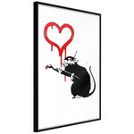 Paris Prix Affiche Murale Encadrée  Banksy Love Rat. Coloris disponibles : Noir, Jaune