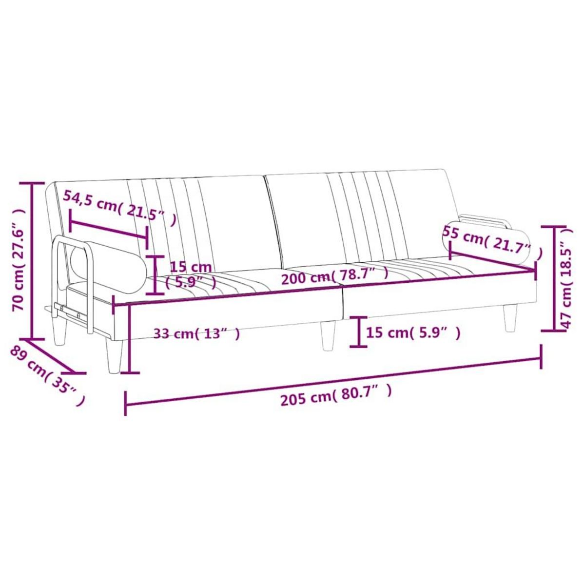 VIDAXL Canape-lit avec accoudoirs jaune velours