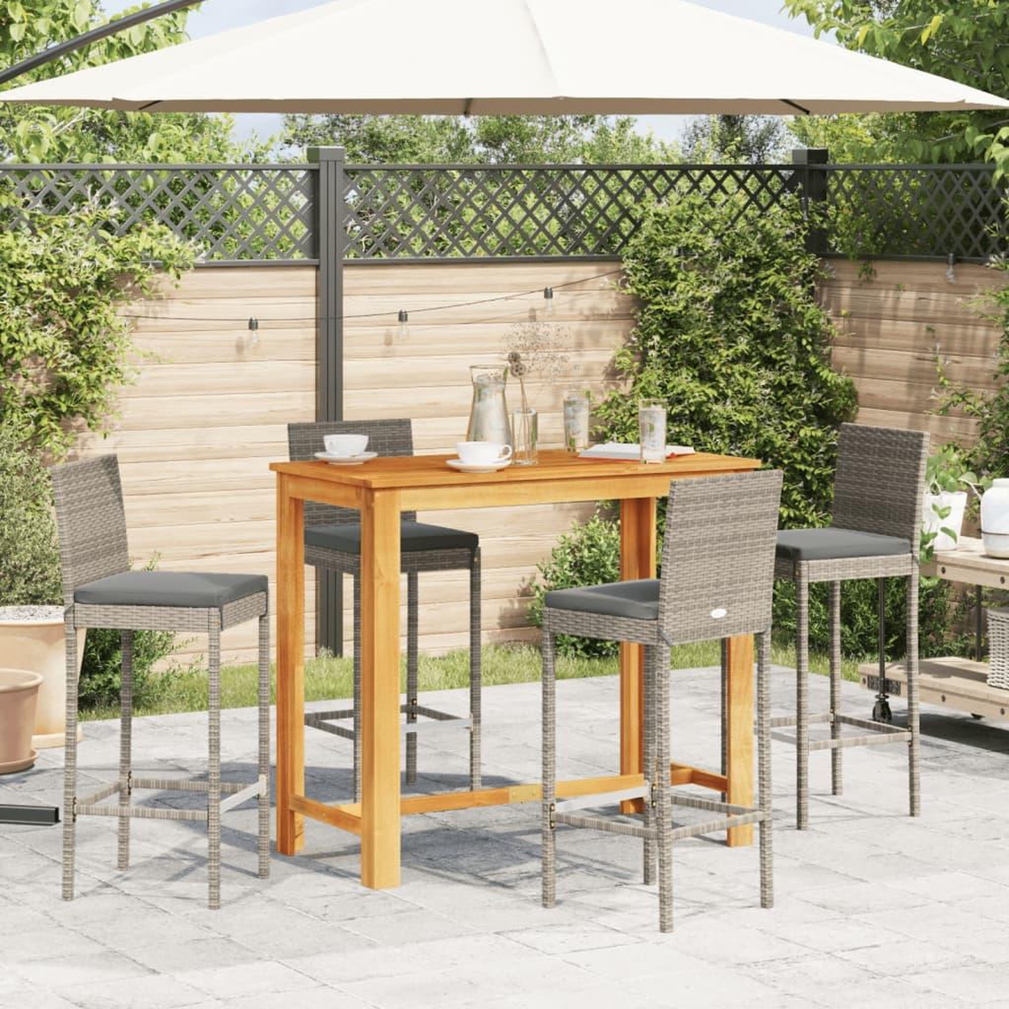 Voir la diapositive 3 : VIDAXL Ensemble de bar de jardin 5 pcs gris bois massif acacia rotin