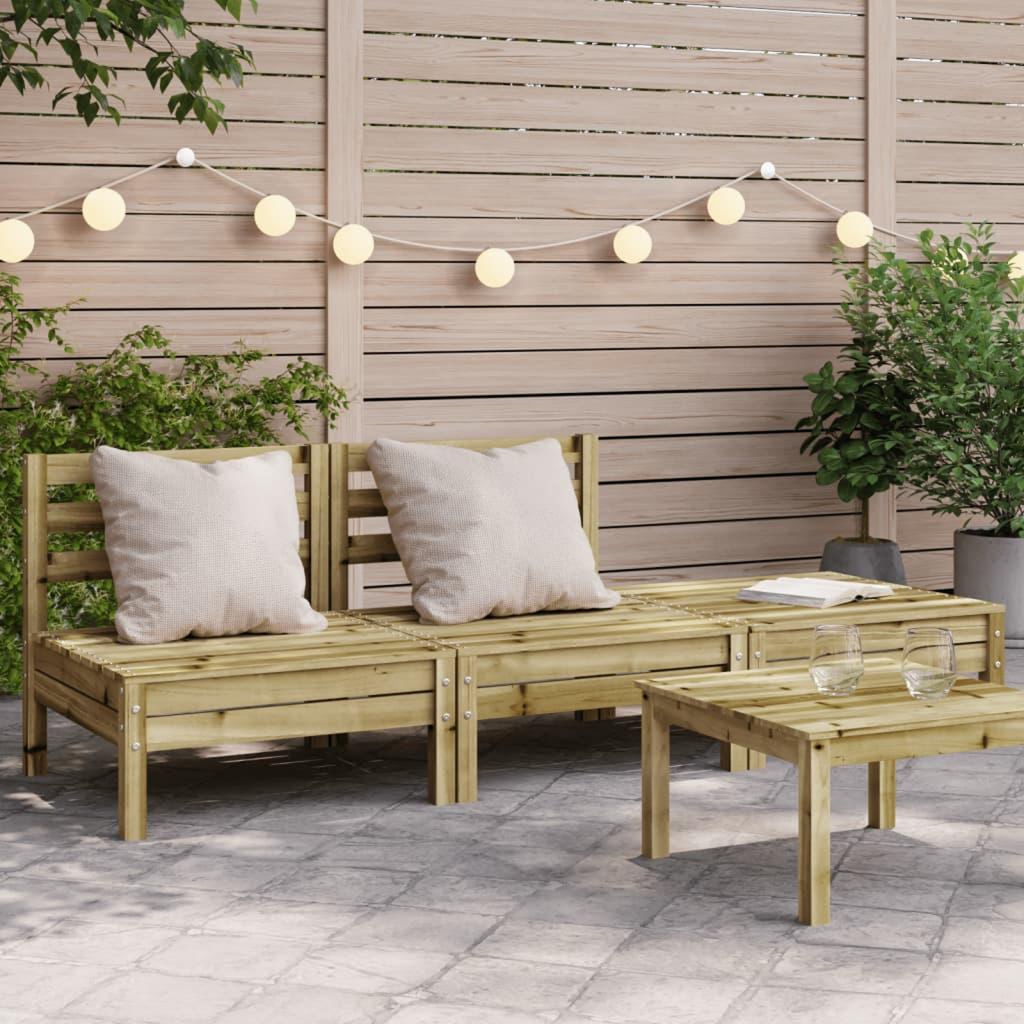 Voir la diapositive 1 : VIDAXL Canape de jardin 3 places bois de pin impregne