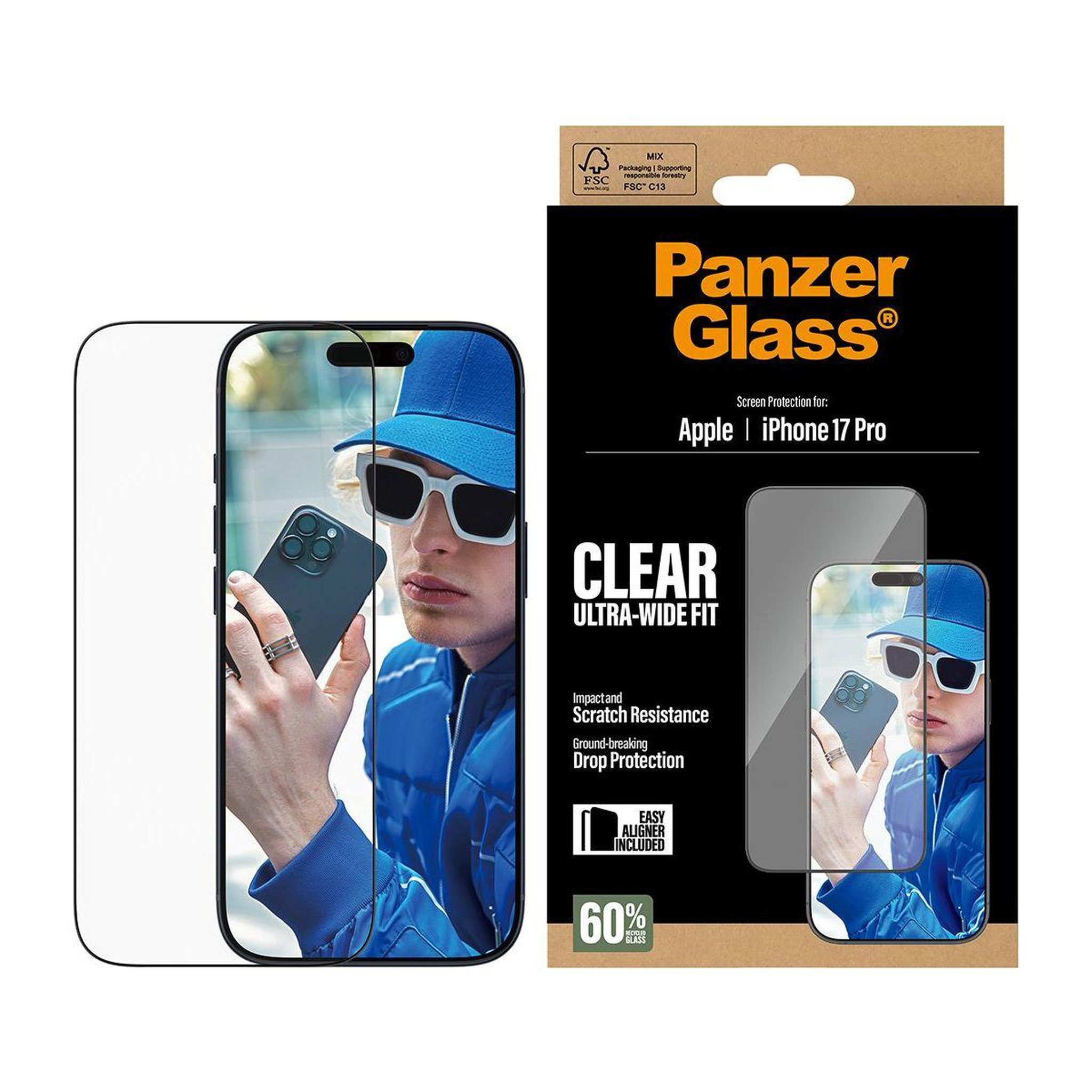 Voir la diapositive 2 : PANZERGLASS Protège écran iphone 17 pro verre trempé uwf