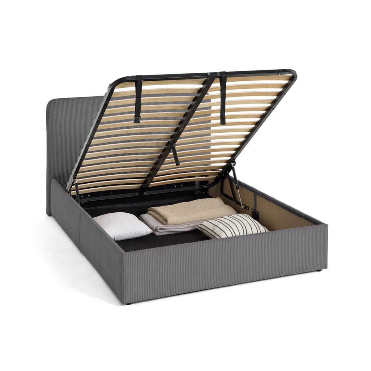 BEST MOBILIER Goyave - lit coffre - 140x190 - en velours côtelé - sommier inclus