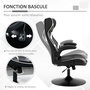 Voir la diapositive 5 : VINSETTO Fauteuil gaming base ronde métal pivotante 360° hauteur réglable tétière accoudoirs relevables PVC blanc noir