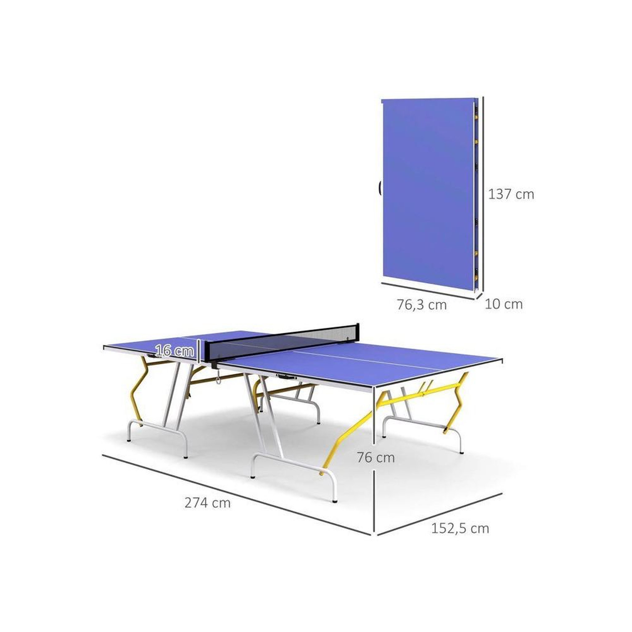 Voir la diapositive 3 : Table de tennis de table d'intérieur à plier en 4 parties Bongarini