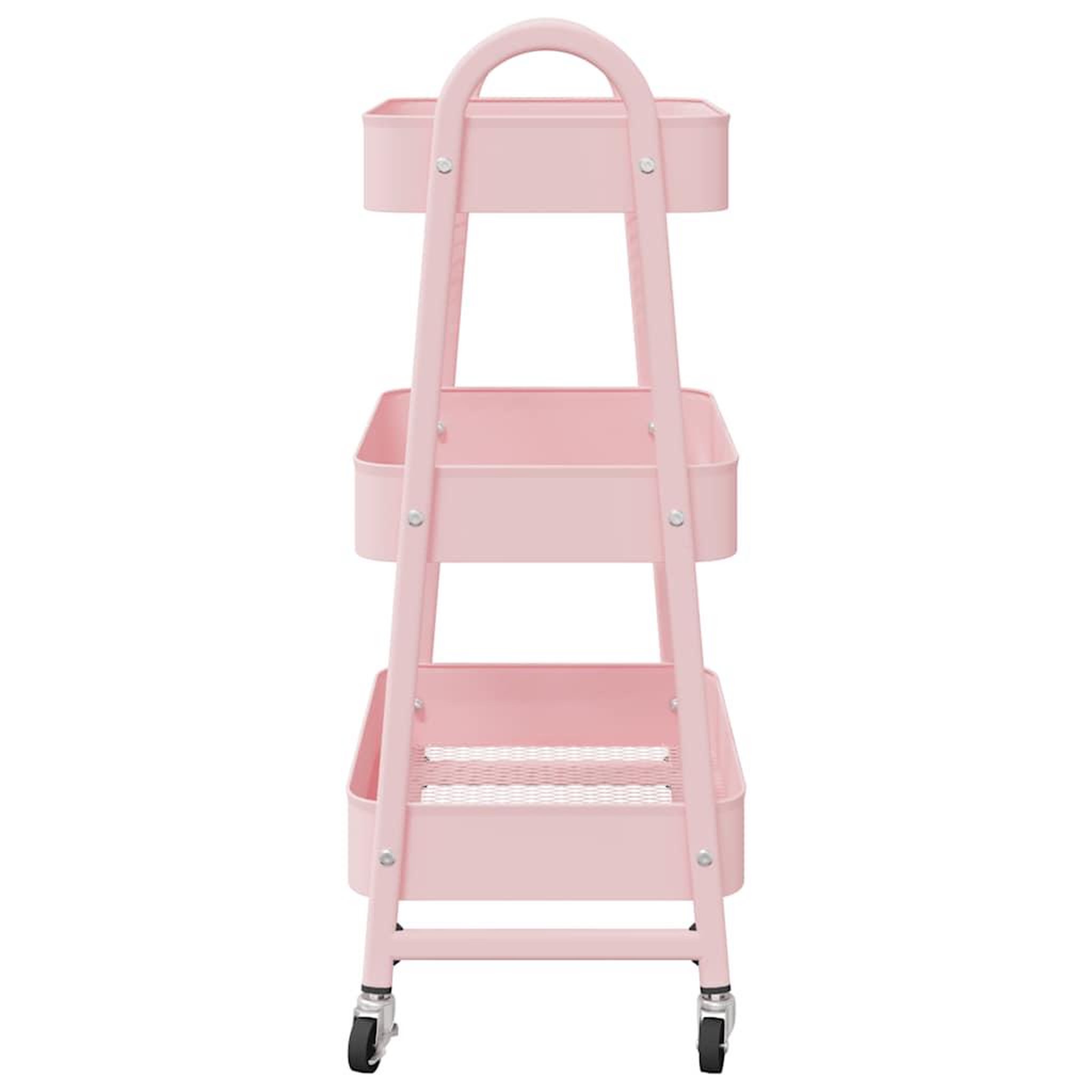 Voir la diapositive 5 : VIDAXL Chariot de rangement a 3 niveaux rose 42x41,5x77 cm acier