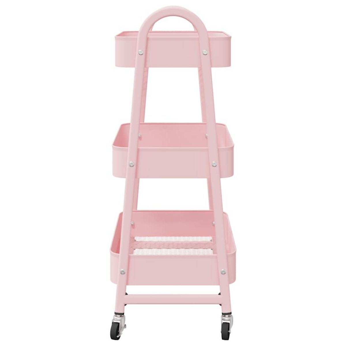 VIDAXL Chariot de rangement a 3 niveaux rose 42x41,5x77 cm acier