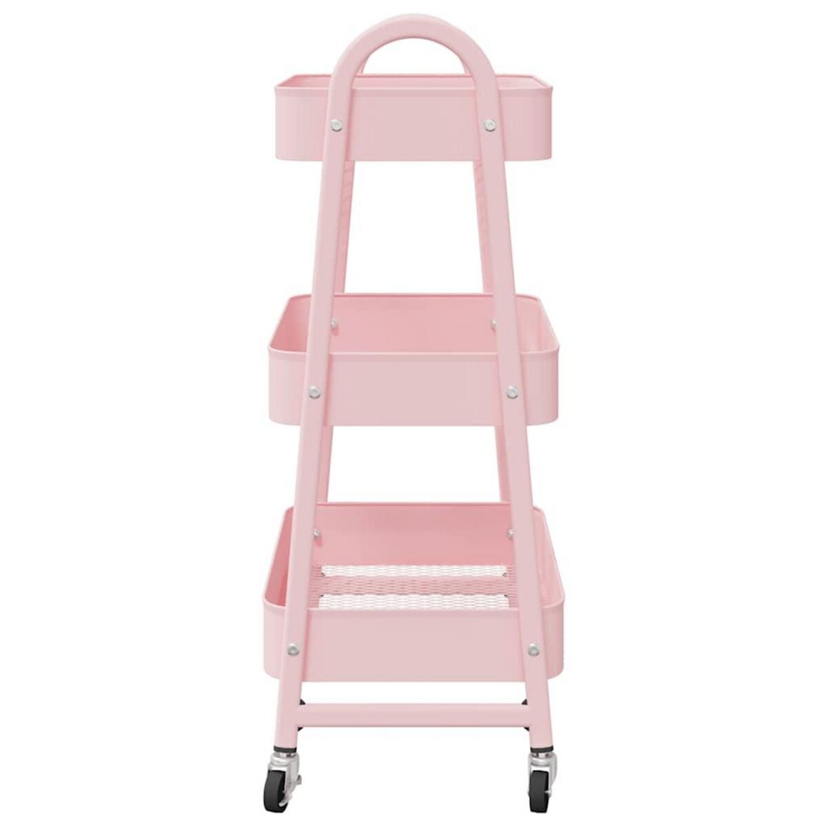 VIDAXL Chariot de rangement a 3 niveaux rose 42x41,5x77 cm acier