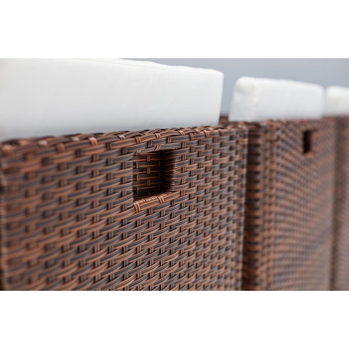 CONCEPT USINE Table et chaise 10 places encastrables alu résine marron-blanc SUNSET