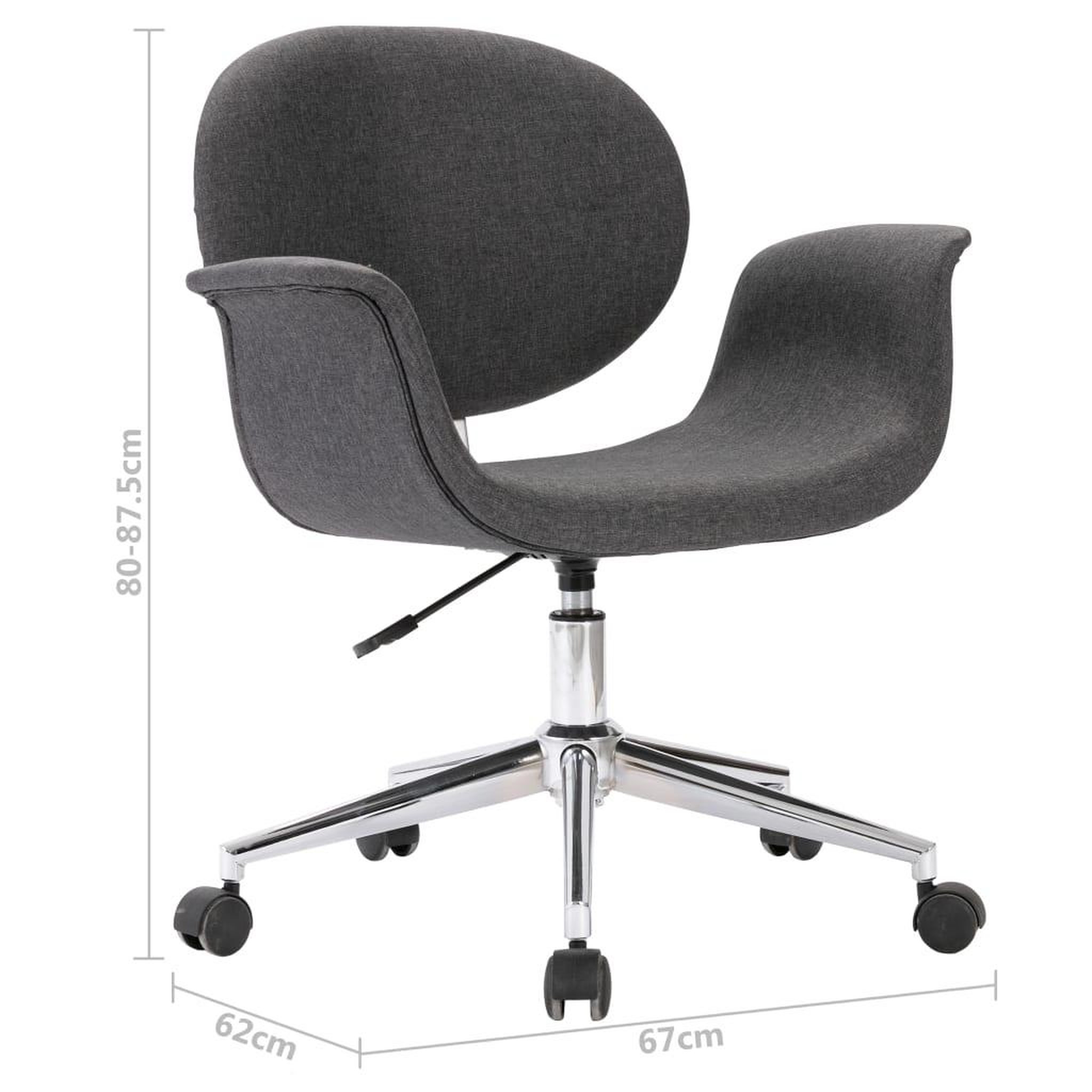 Voir la diapositive 6 : VIDAXL Chaise pivotante de bureau Gris Tissu
