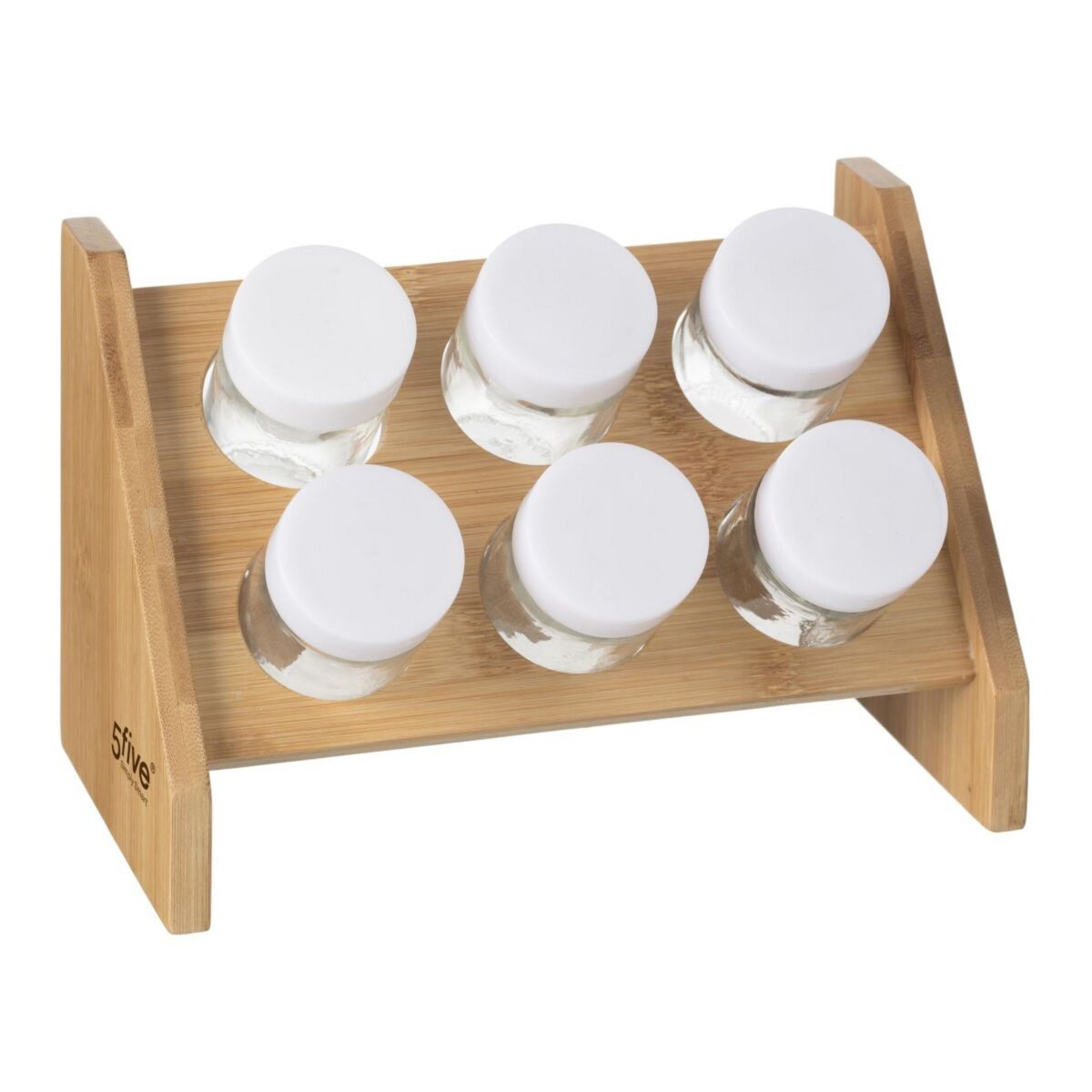 Etagère en bambou + 6 pots à épices