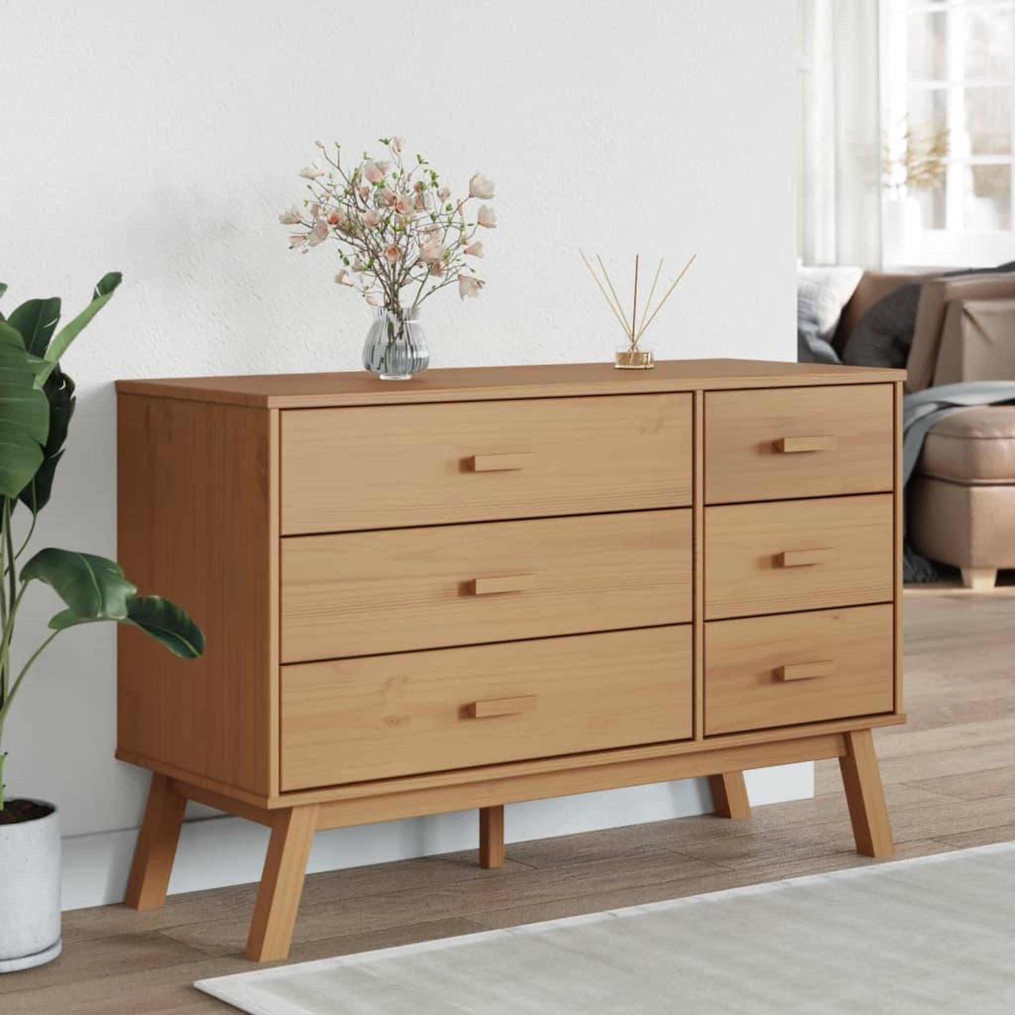 Voir la diapositive 3 : VIDAXL Armoire a tiroirs OLDEN marron bois de pin solide