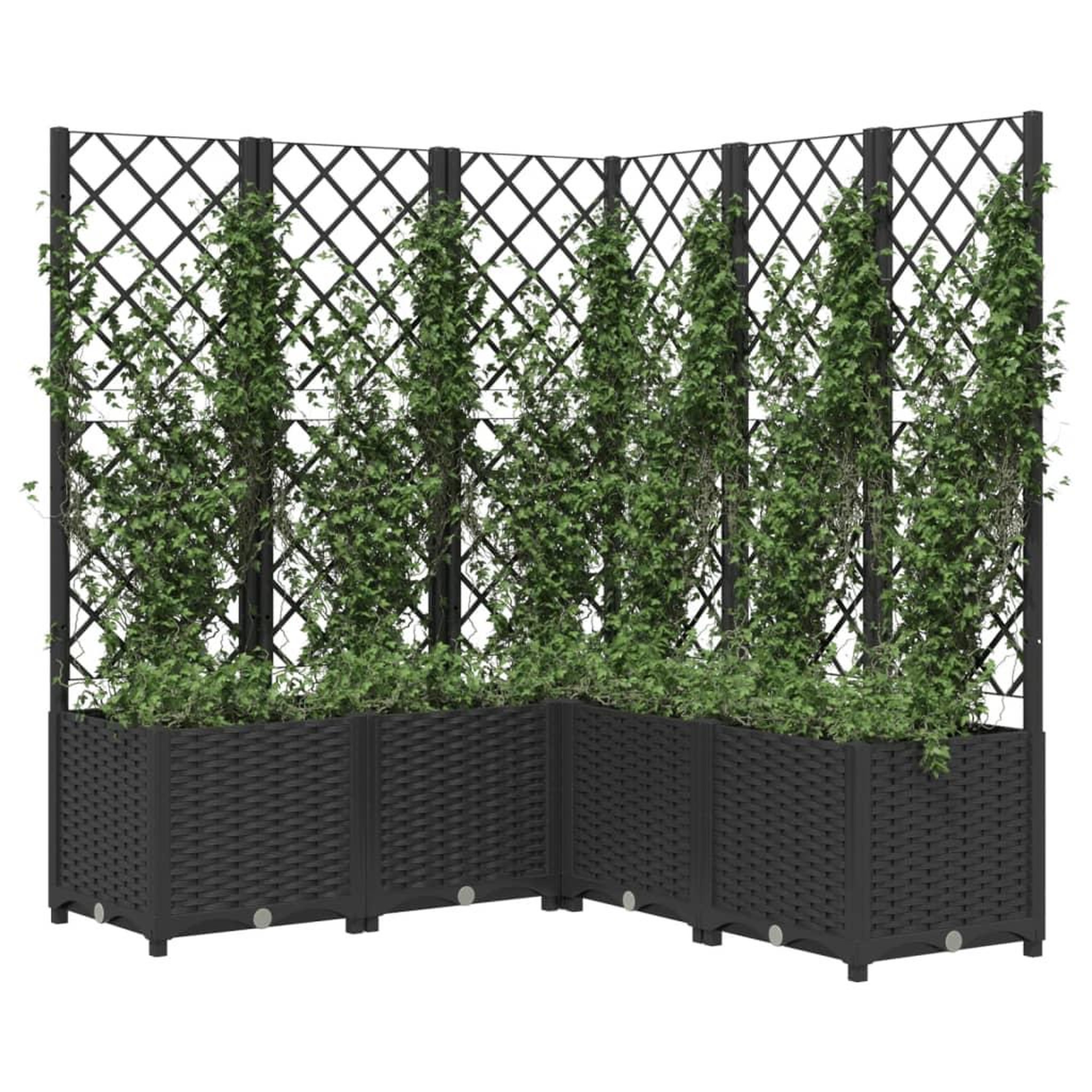 Voir la diapositive 3 : VIDAXL Jardiniere avec treillis Noir 120x120x136 cm PP