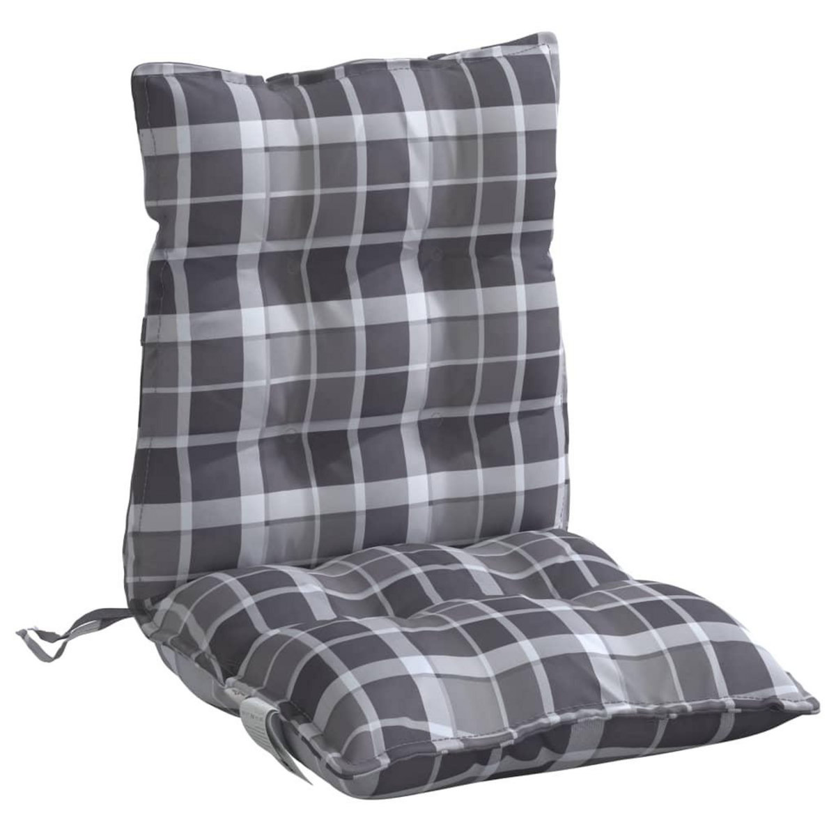 VIDAXL Coussins de chaise a dossier bas lot de 2 motif carreaux gris