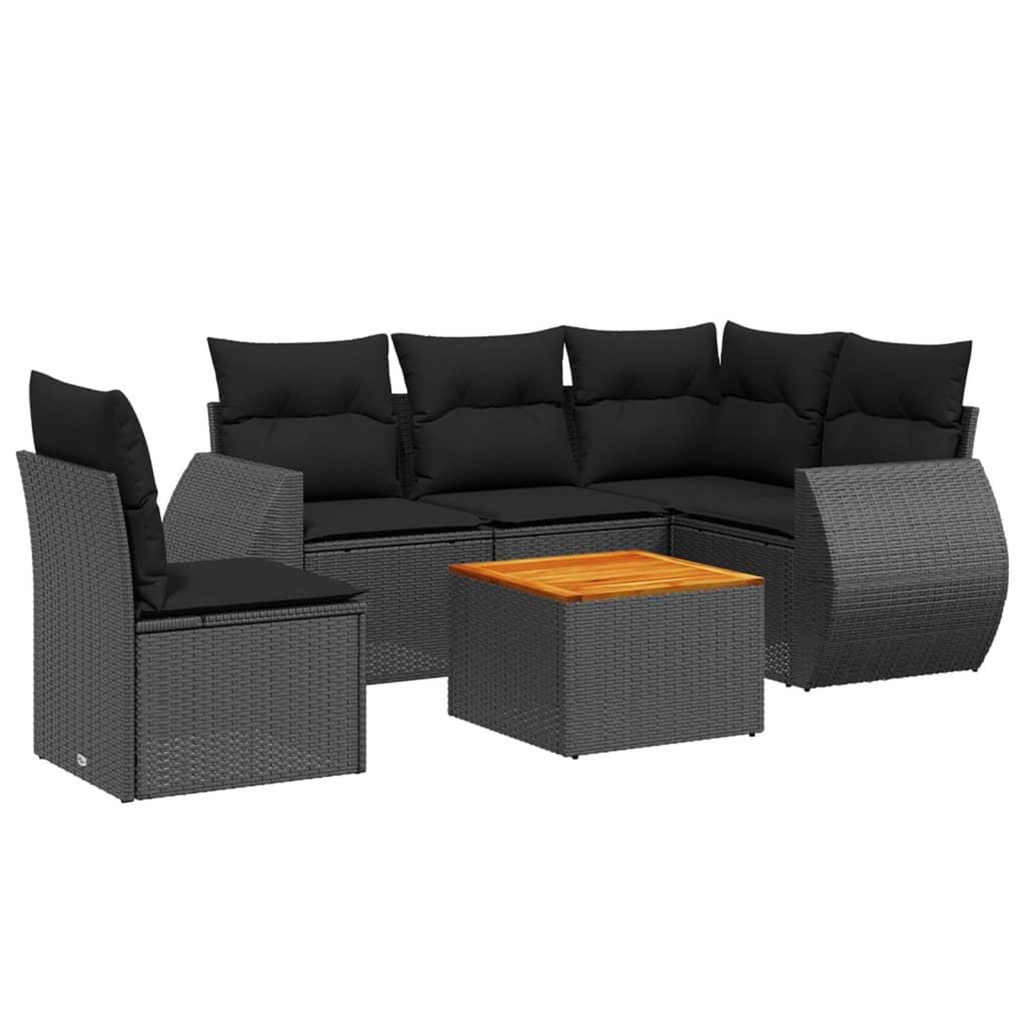 Voir la diapositive 2 : VIDAXL Salon de jardin 6 pcs avec coussins noir resine tressee