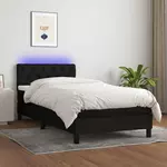 VIDAXL Sommier a lattes de lit avec matelas et LED Noir 80x200cm Tissu