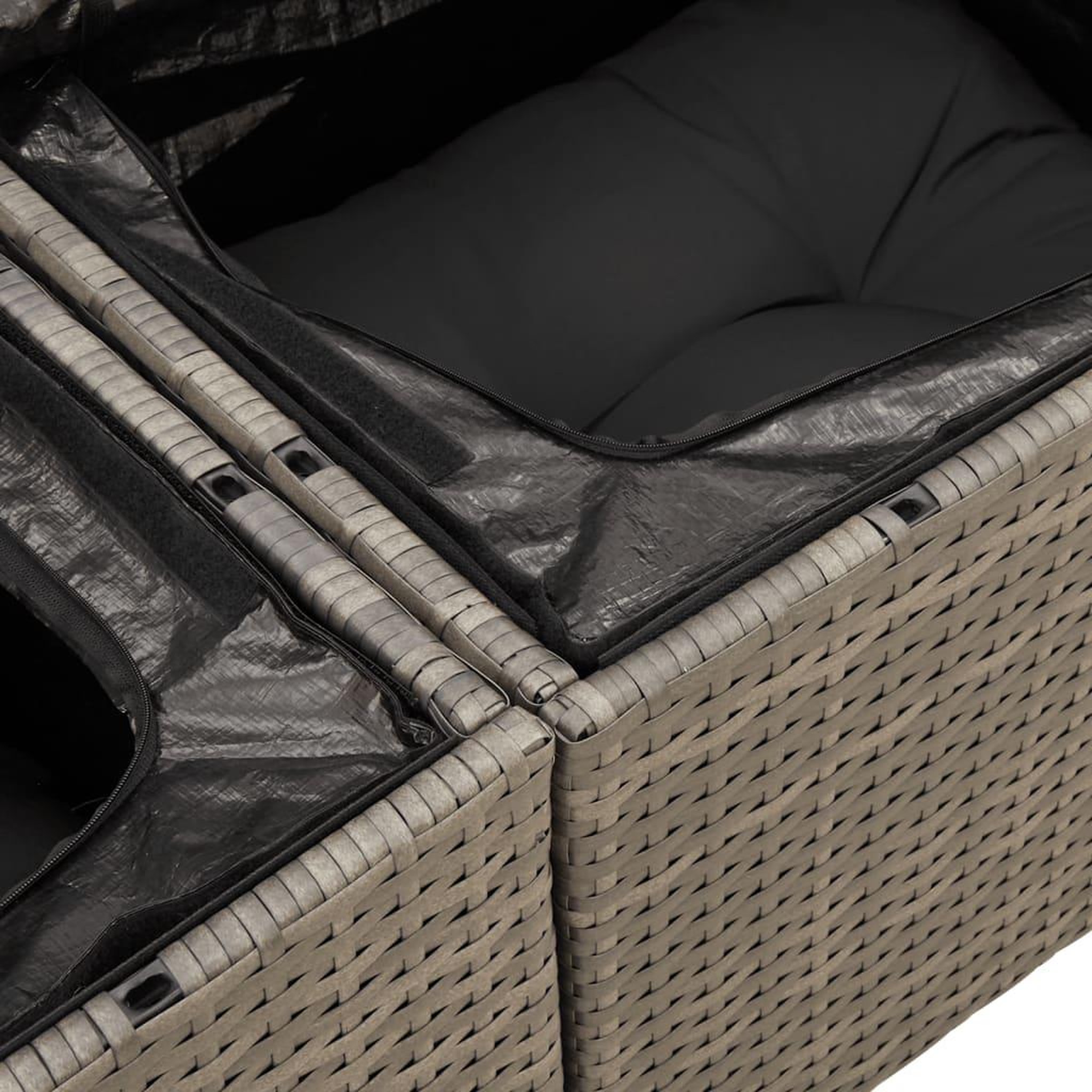 Voir la diapositive 5 : VIDAXL Salon de jardin avec coussins 7 pcs gris resine tressee