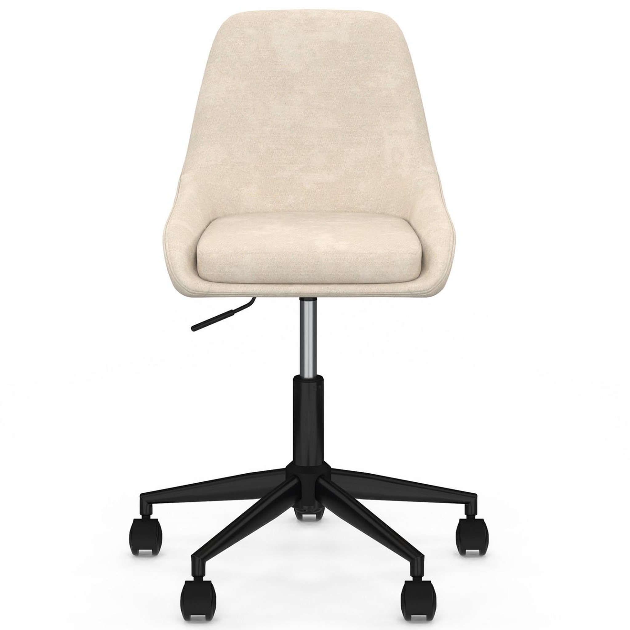Voir la diapositive 3 : ID MARKET Chaise de bureau MARTIN en tissu chenille beige pivotante et hauteur réglable à roulettes
