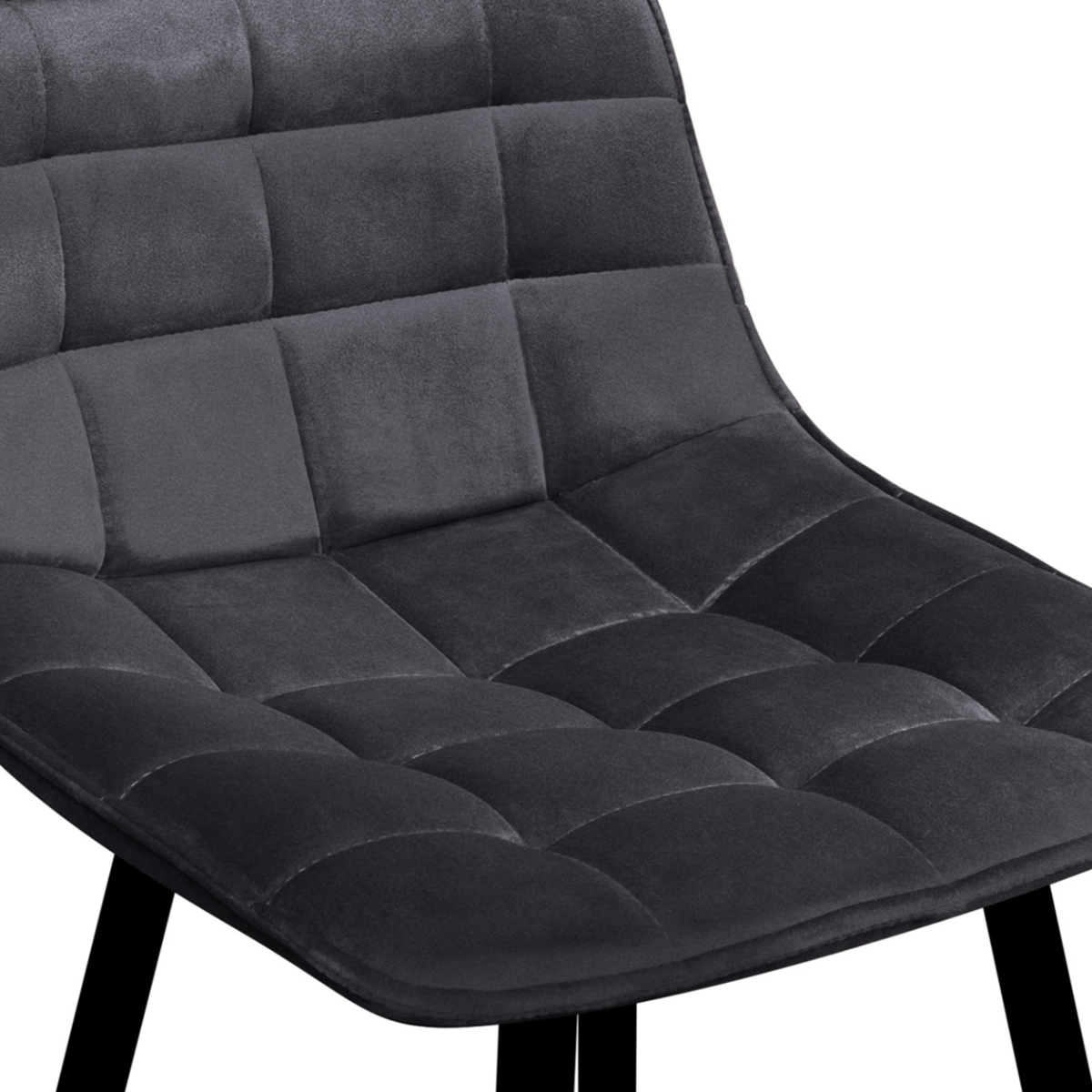 ID MARKET Lot de 4 tabourets de bar MADY en velours gris foncé