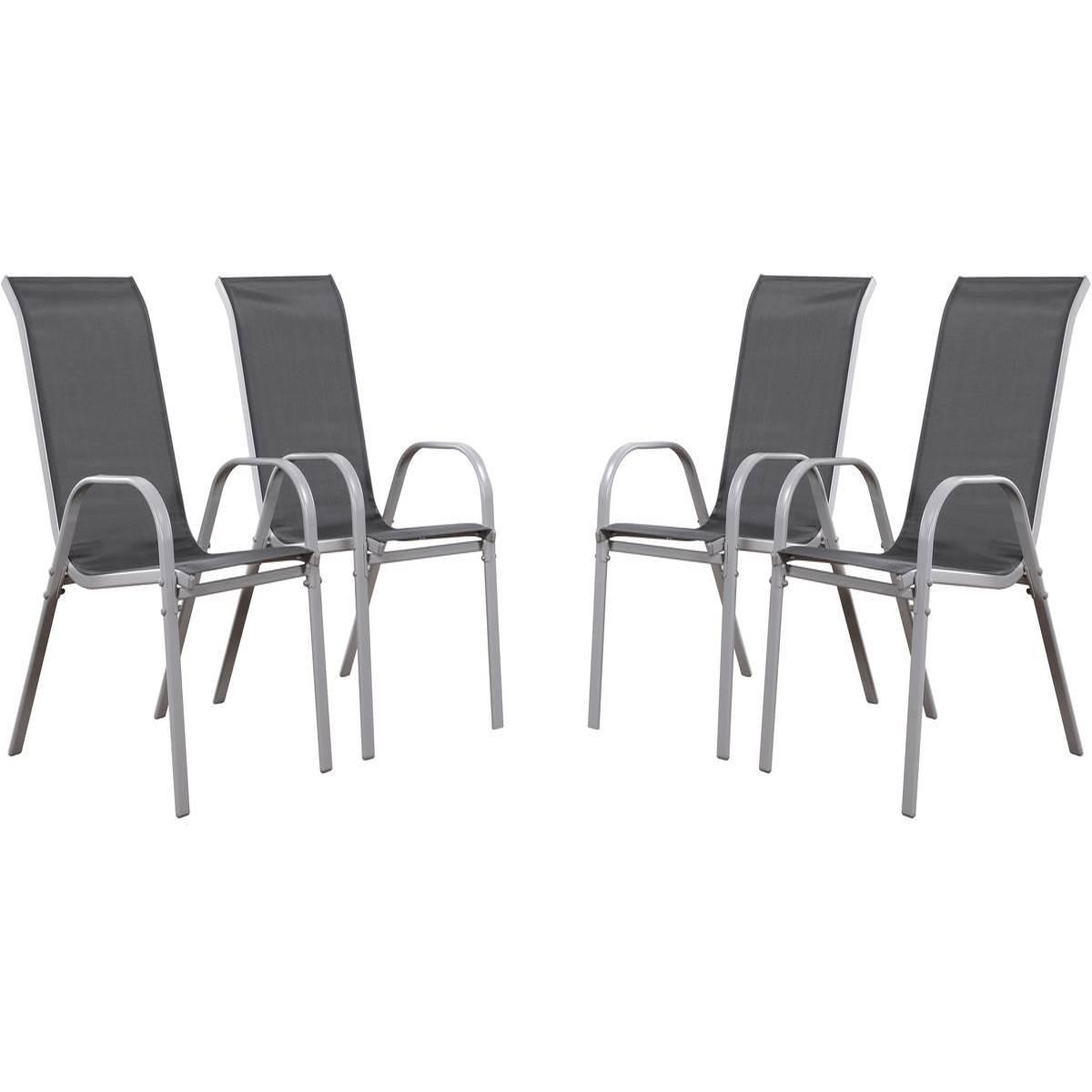 Habitat et Jardin Fauteuil jardin textilène  cordoba  - phoenix - gris foncé/argenté - lot de 4