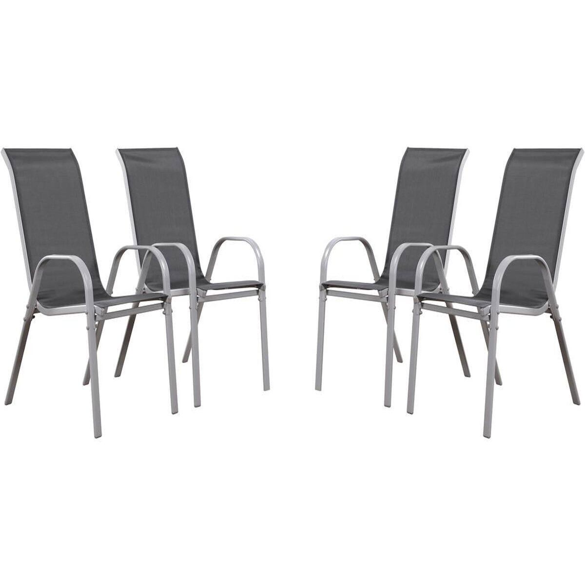 Habitat et Jardin Fauteuil jardin Textilène  Cordoba  - Phoenix - Gris foncé/Argenté - Lot de 4