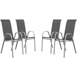 Habitat et Jardin Fauteuil jardin Textilène  Cordoba  - Phoenix - Gris foncé/Argenté - Lot de 4