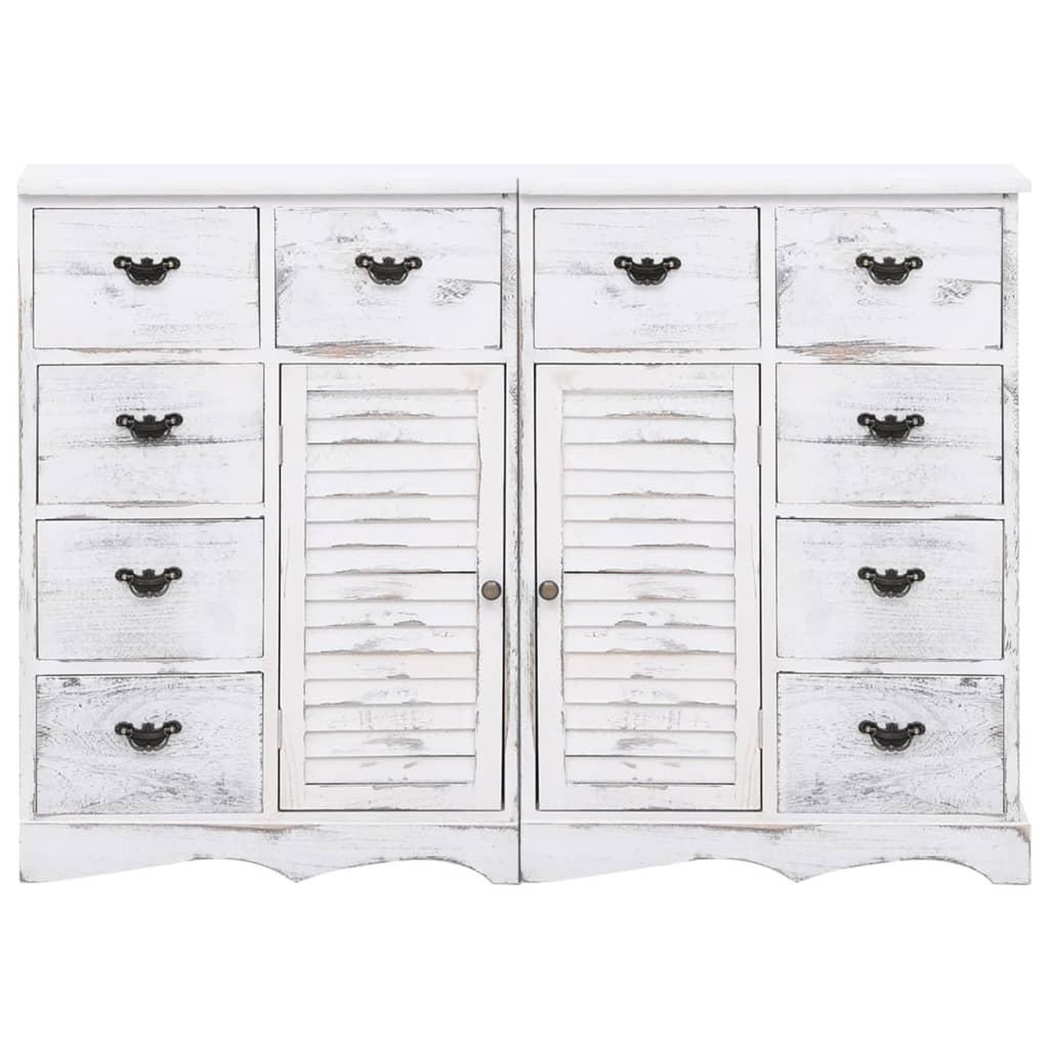 Voir la diapositive 2 : VIDAXL Buffet avec 10 tiroirs Blanc 113x30x79 cm Bois