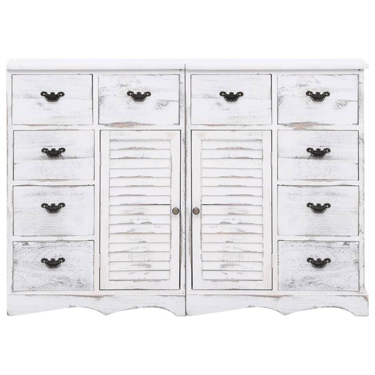 VIDAXL Buffet avec 10 tiroirs Blanc 113x30x79 cm Bois