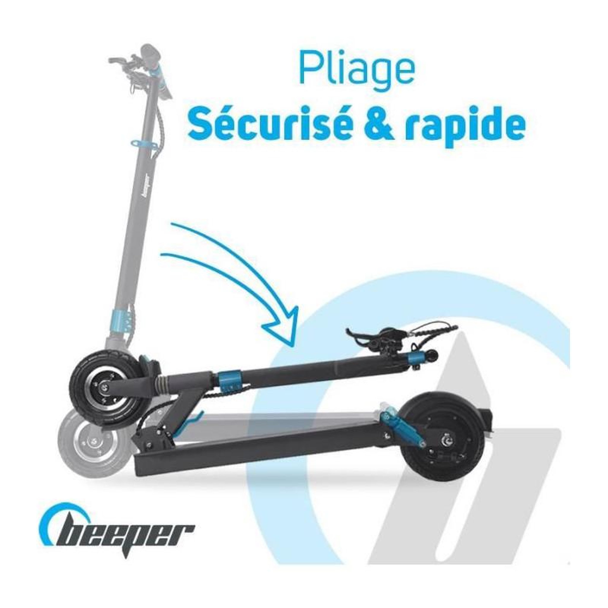 Voir la diapositive 3 : BEEPER Trottinette electrique SPEED FX8-G2-10 - BEEPER - Roues 8 - 350W - Noir