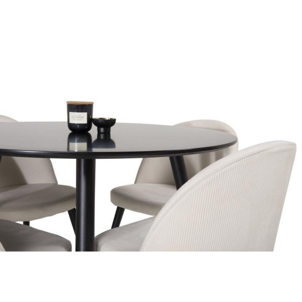 Paris Prix Ensemble Table à Manger & 4 Chaises  Plaza I & Velvet  100cm Noir & Crème