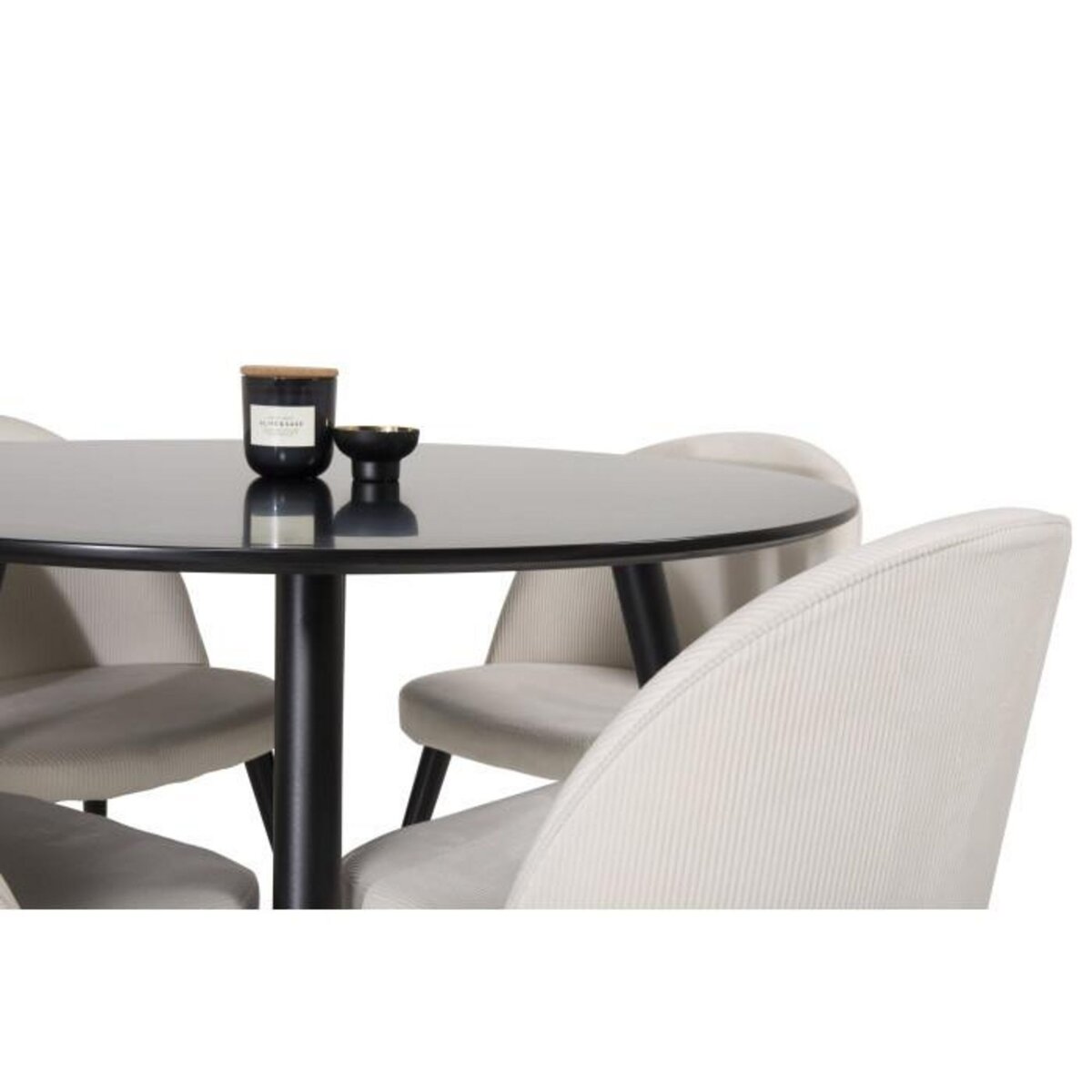 Paris Prix Ensemble Table à Manger & 4 Chaises  Plaza I & Velvet  100cm Noir & Crème