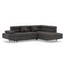 Voir la diapositive 2 : BEST MOBILIER Margaux - canapé d'angle droit 5 places convertible avec coffre et têtières réglables en velours texturé