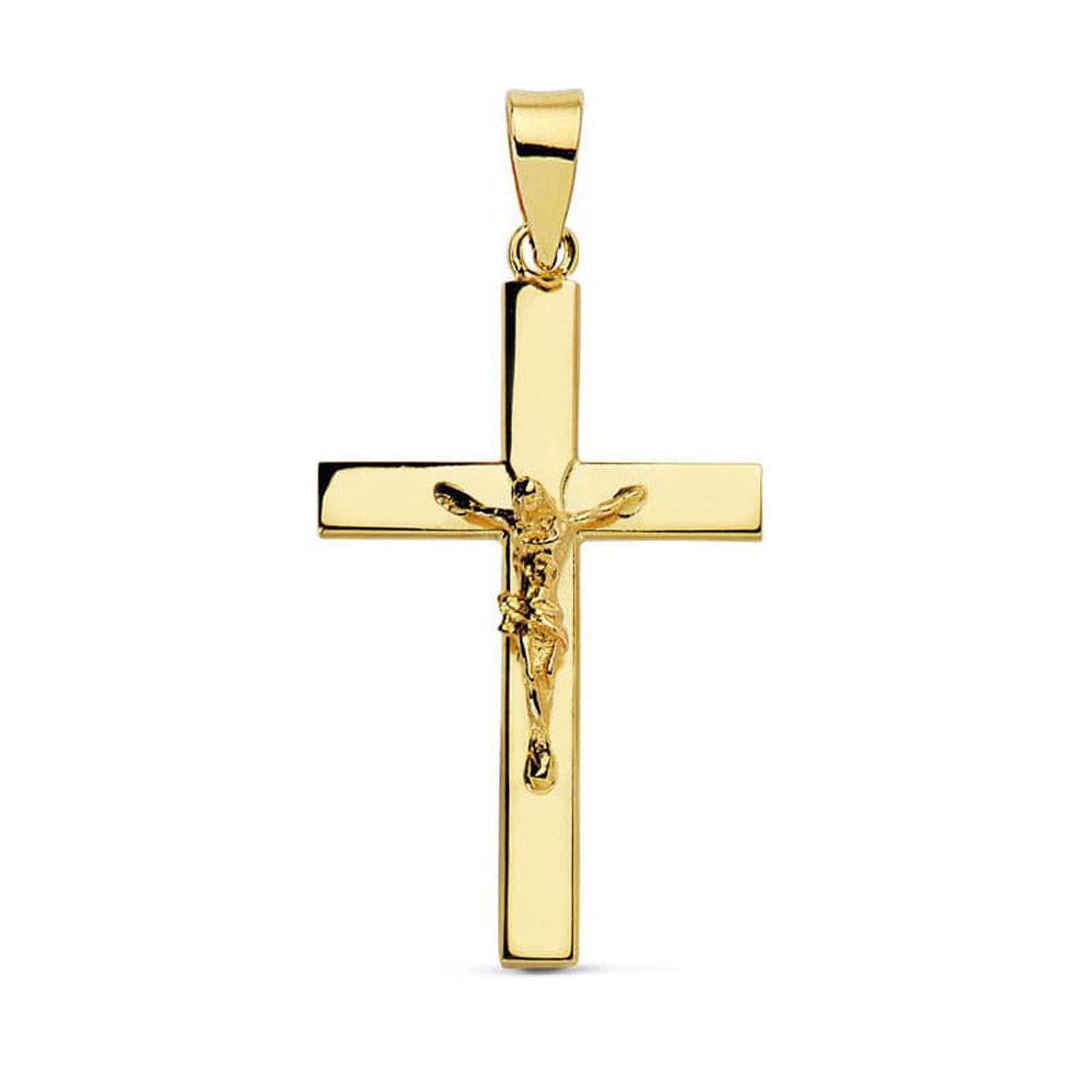 L'ATELIER D'AZUR Pendentif  - Médaille Christ sur la Croix Or 18 Carats 750 Jaune - Chaines Offertes