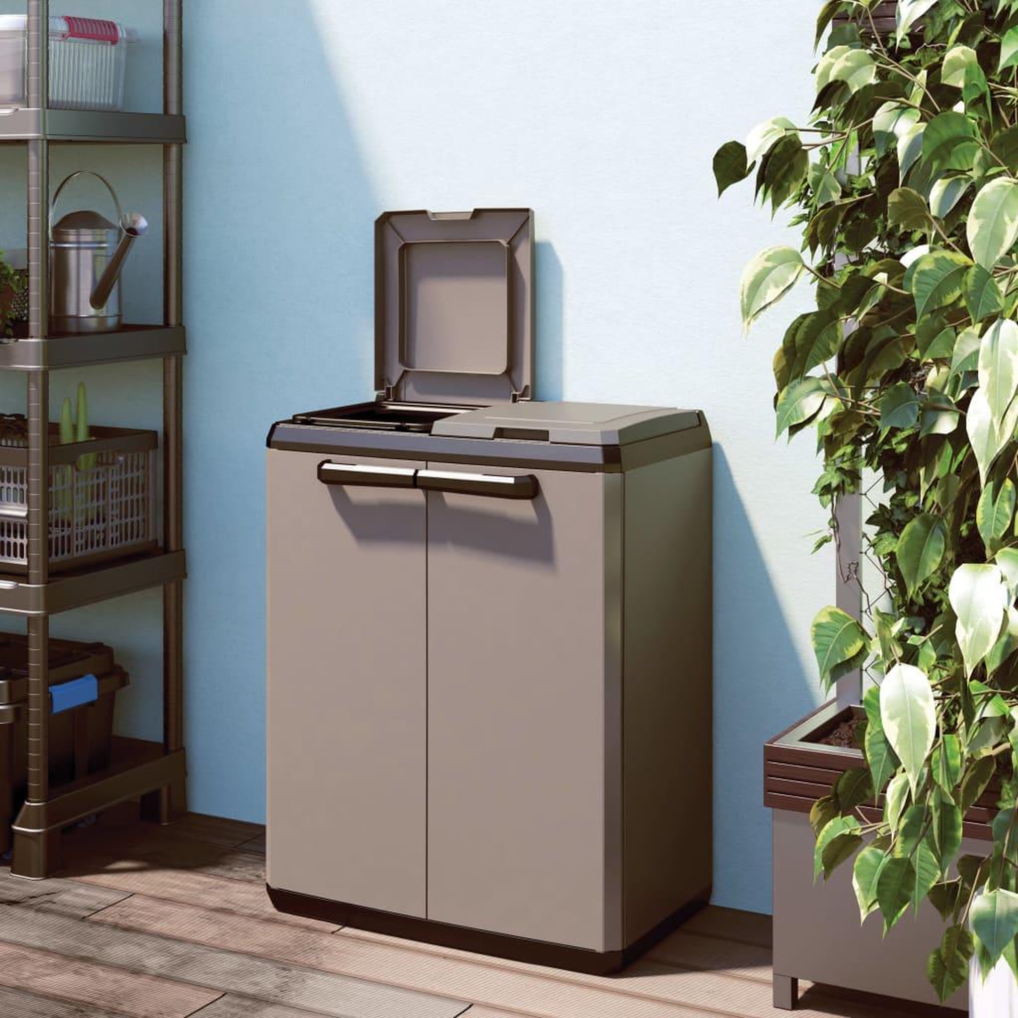 Voir la diapositive 3 : Keter Keter Armoire de recyclage Split Basic Gris et noir 85 cm
