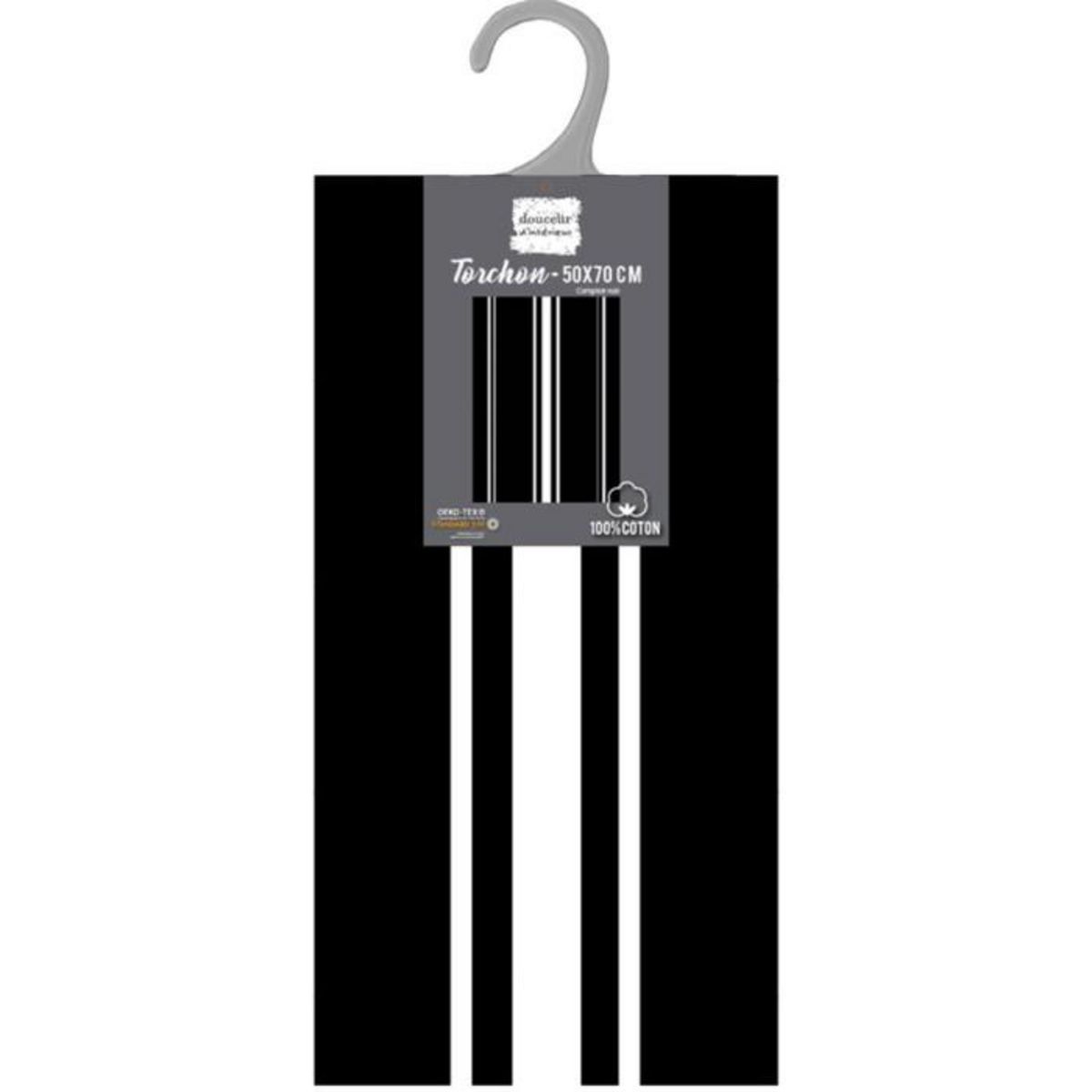 Paris Prix Torchon en Coton Tissé  Comptoir  50x70cm Noir