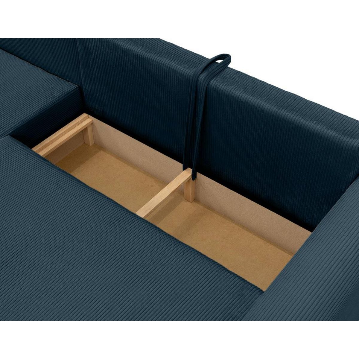 BEST MOBILIER Rosalie - canapé d'angle réversible 4 places convertible avec coffre en velours côtelé