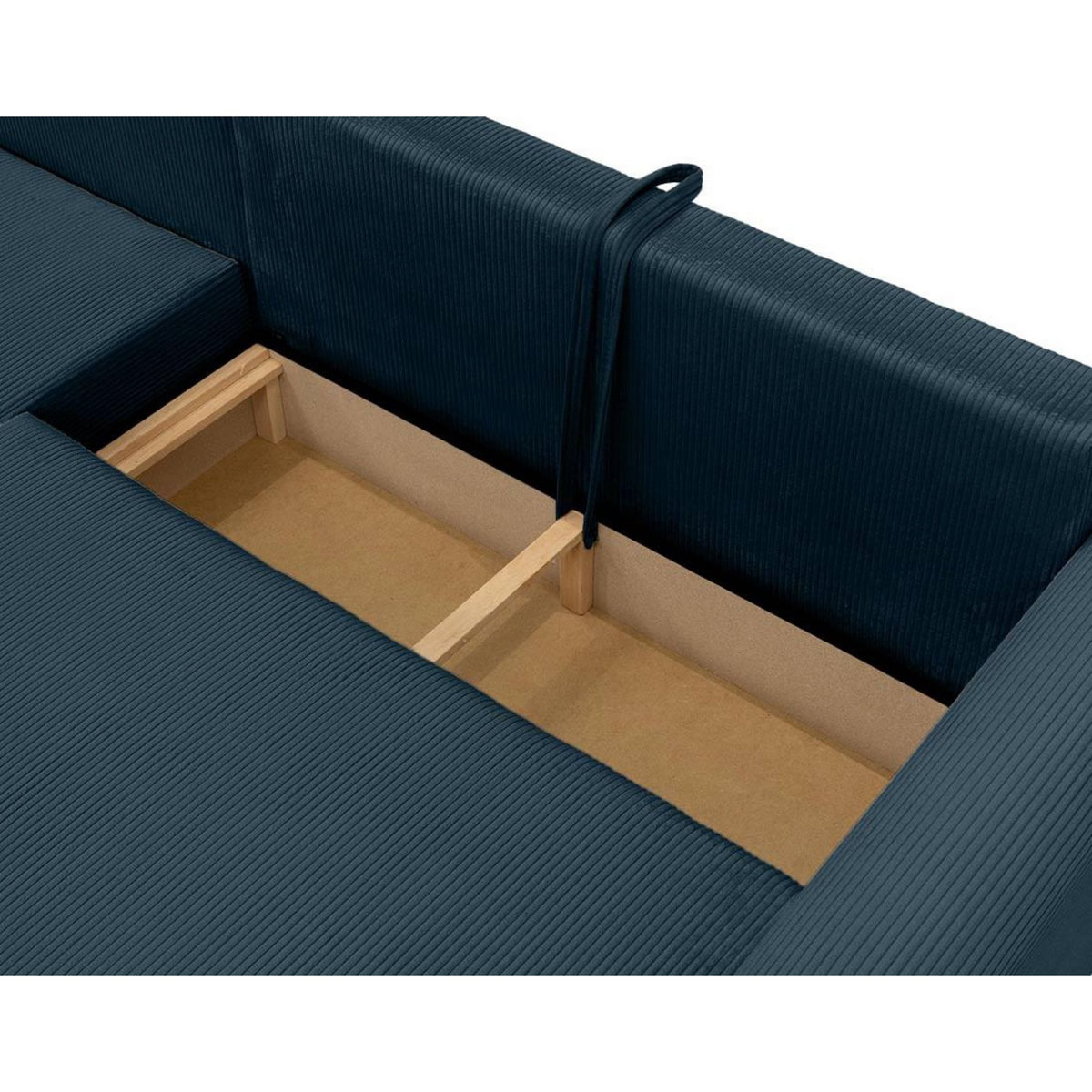 BEST MOBILIER Rosalie - canapé d'angle réversible 4 places convertible avec coffre en velours côtelé