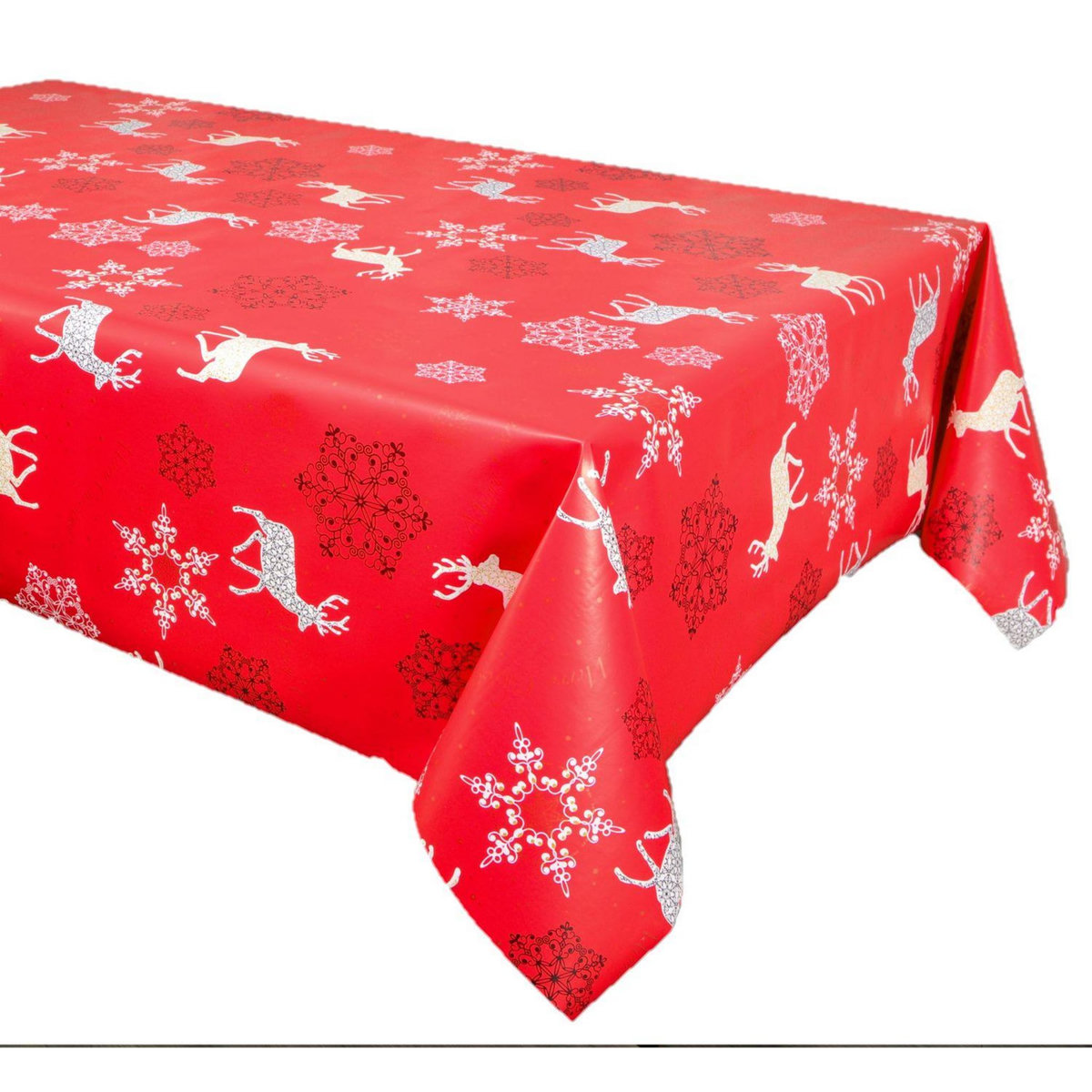 HABITABLE Nappe en toile cirée rectangulaire RENNES - 140 x 250 cm - Rouge